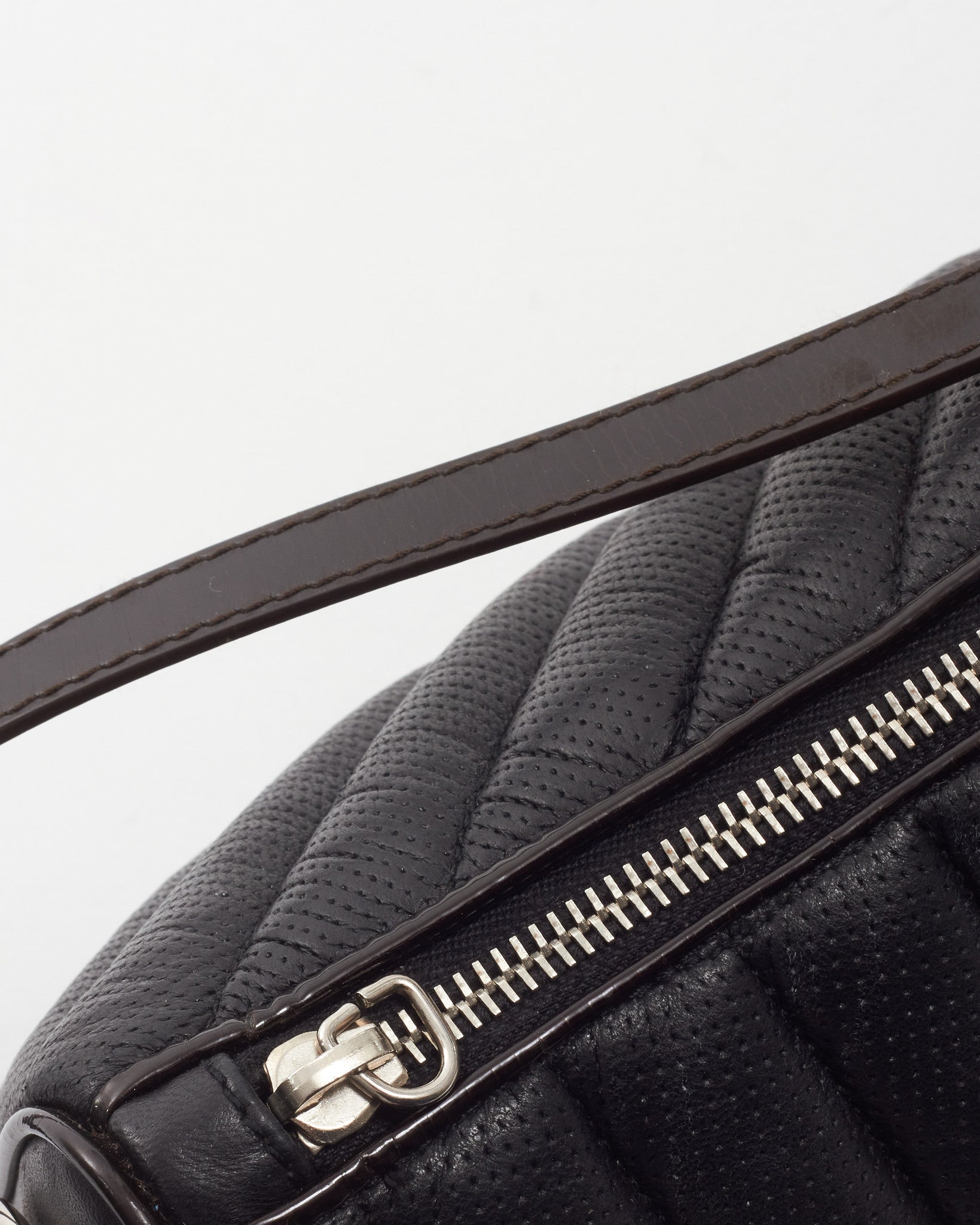 Dior Black Perforated Leather 1947 Montaigne Shoulder Bag