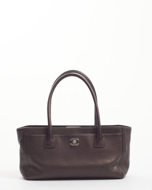 Chanel Brown Iridescent Leather East/West Cerf Executive Tote