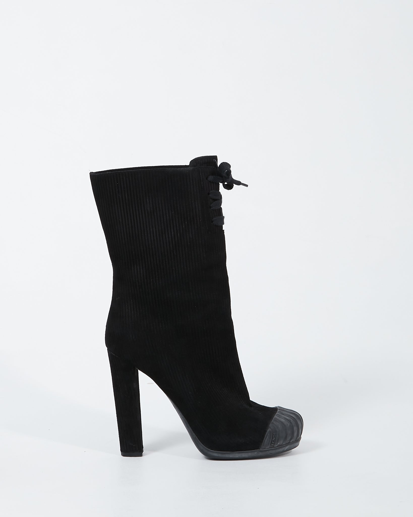 Fendi Black Corduroy Booties - 39