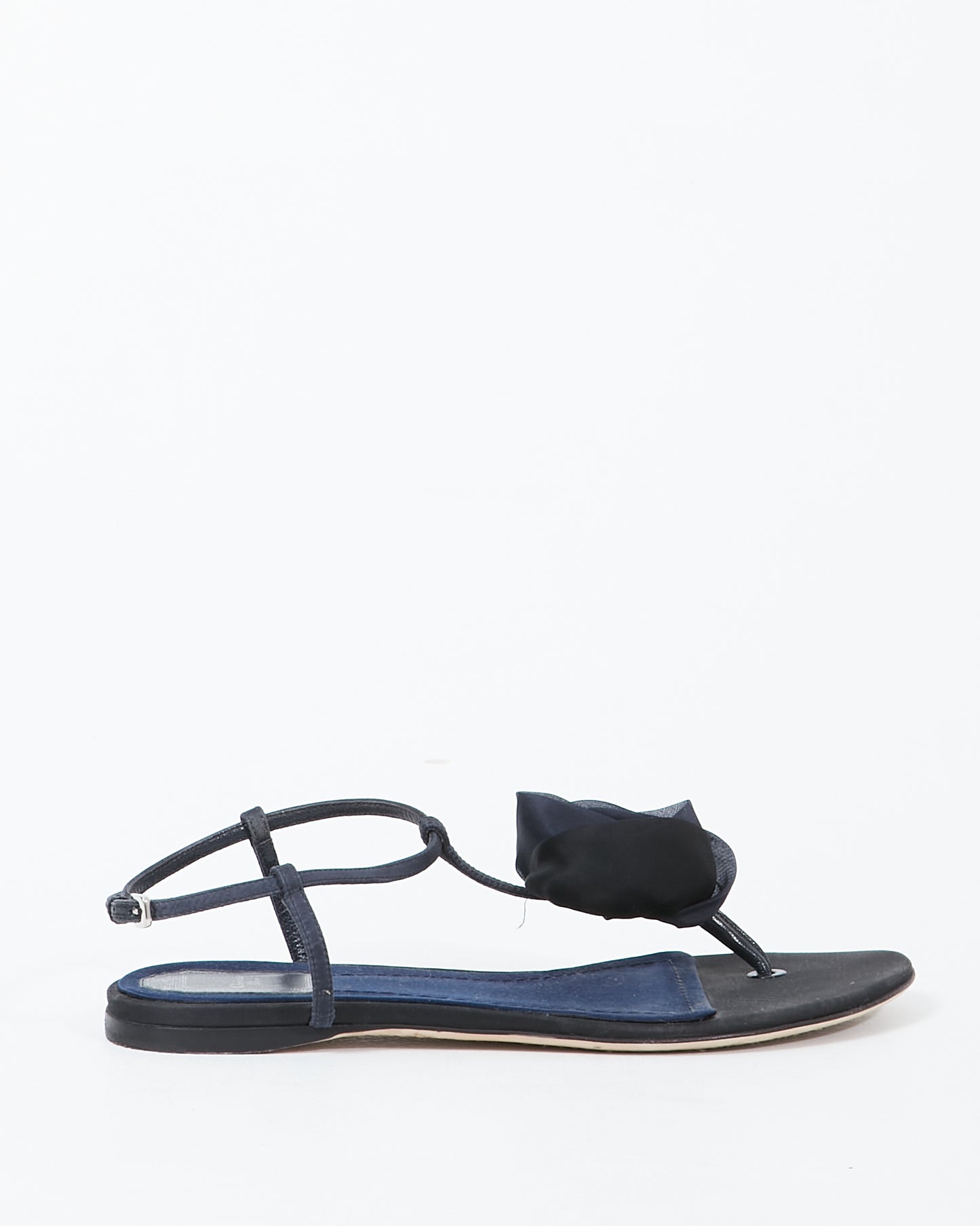 Dior Navy Satin Strap Sandal - 37.5