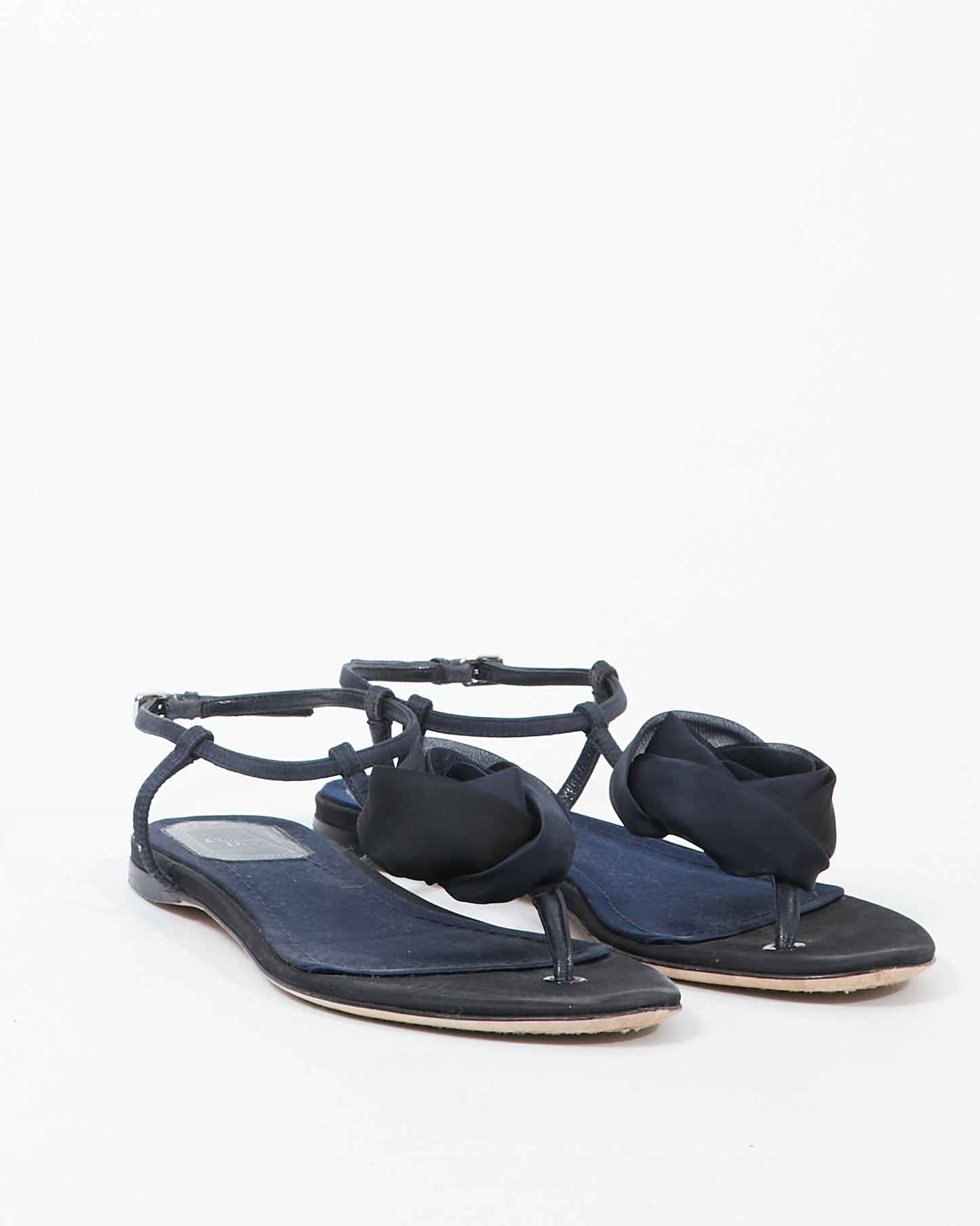 Dior Navy Satin Strap Sandal - 37.5