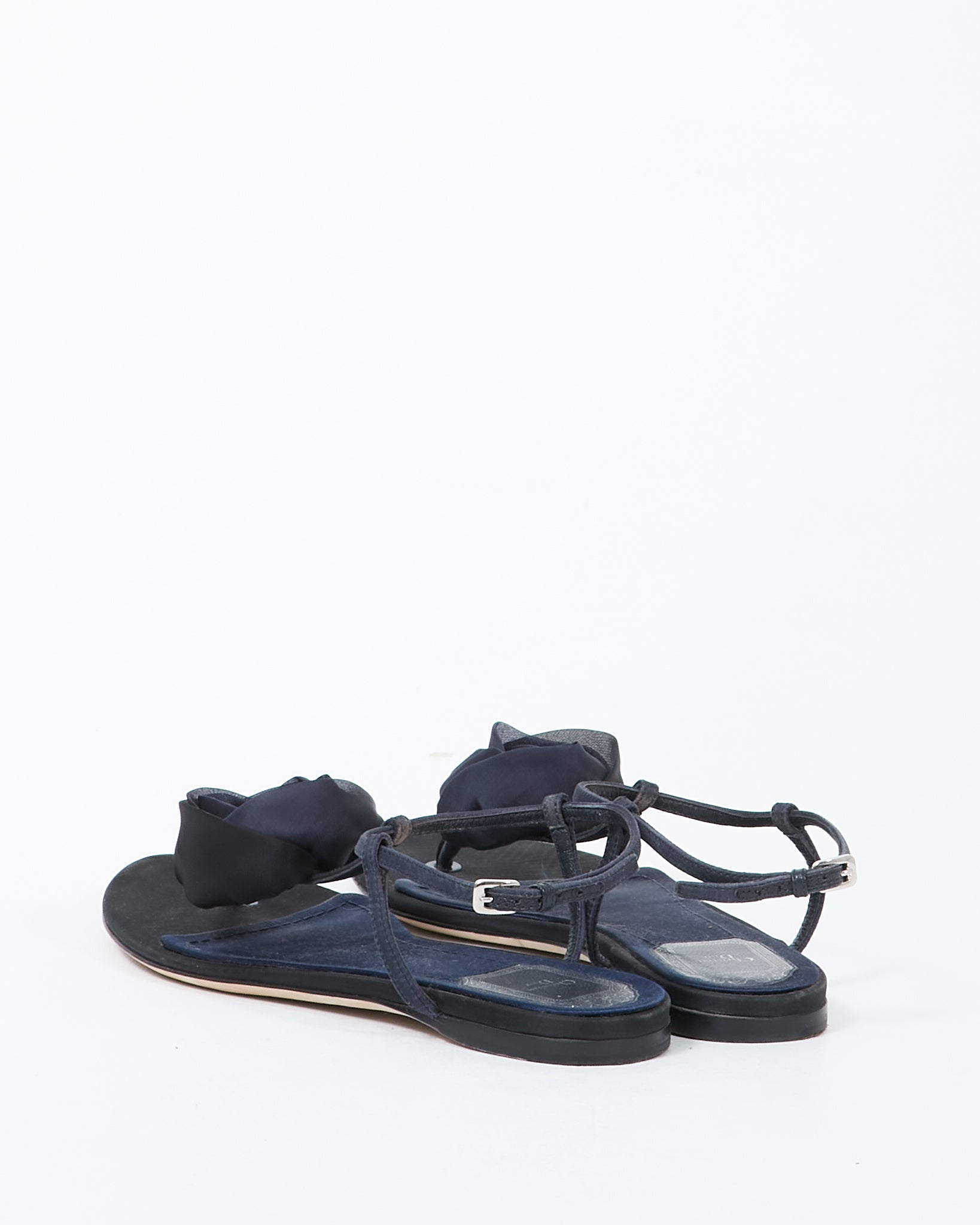 Dior Navy Satin Strap Sandal - 37.5