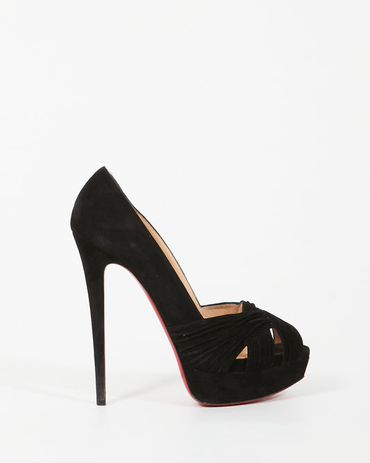 Louboutin Black Suede Aborina 150 Platform Pumps - 40