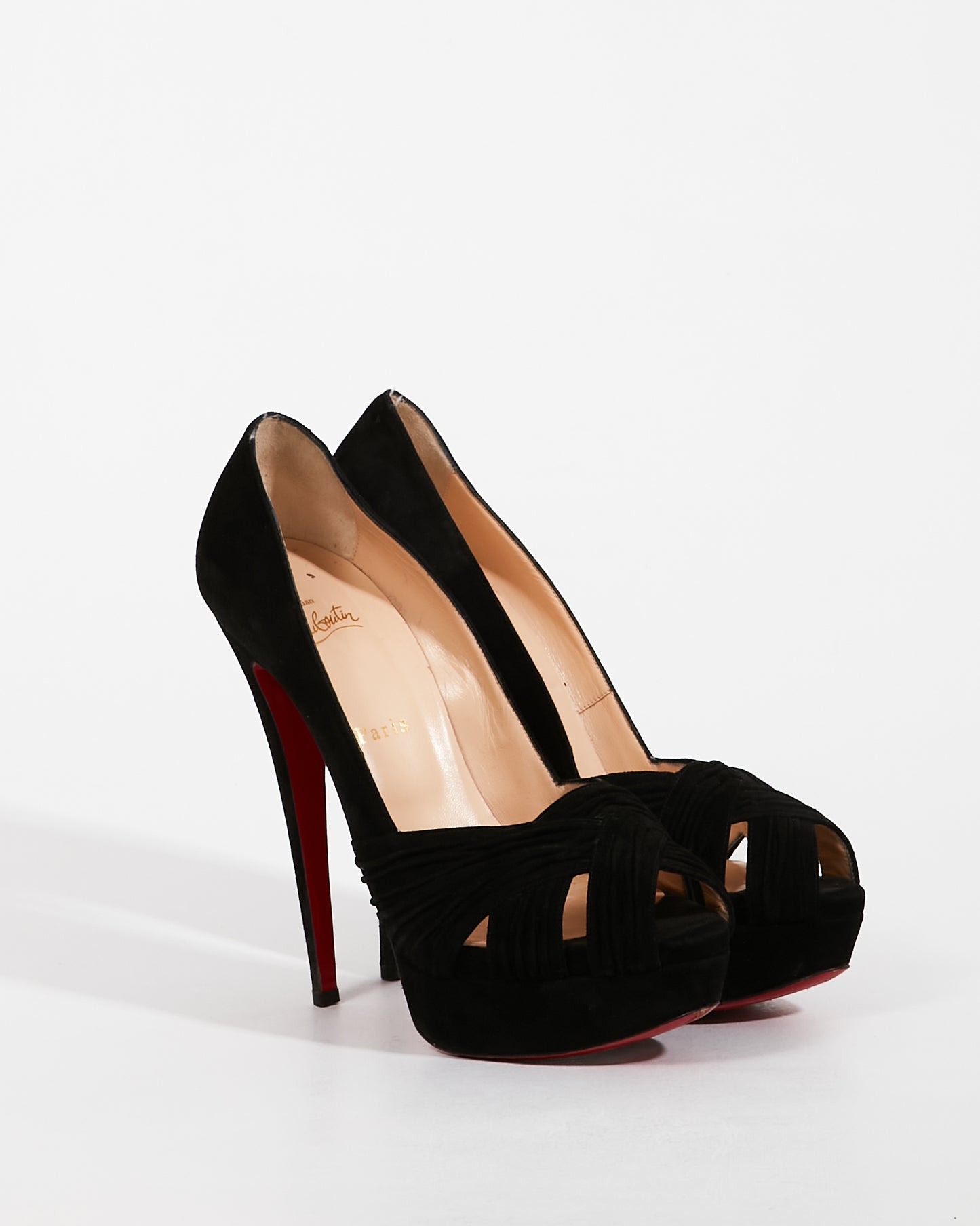 Louboutin Black Suede Aborina 150 Platform Pumps - 40