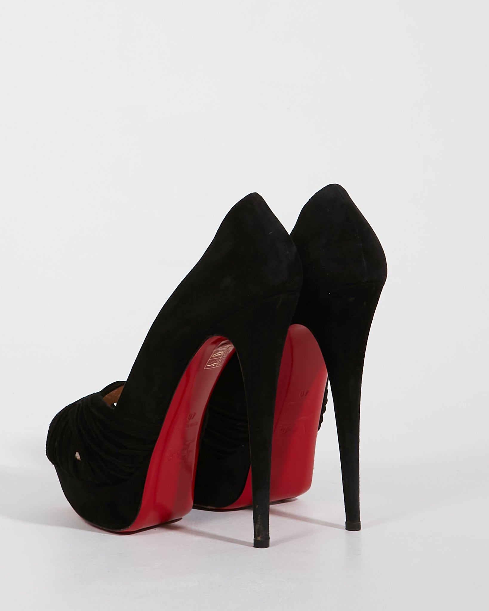 Louboutin Black Suede Aborina 150 Platform Pumps - 40