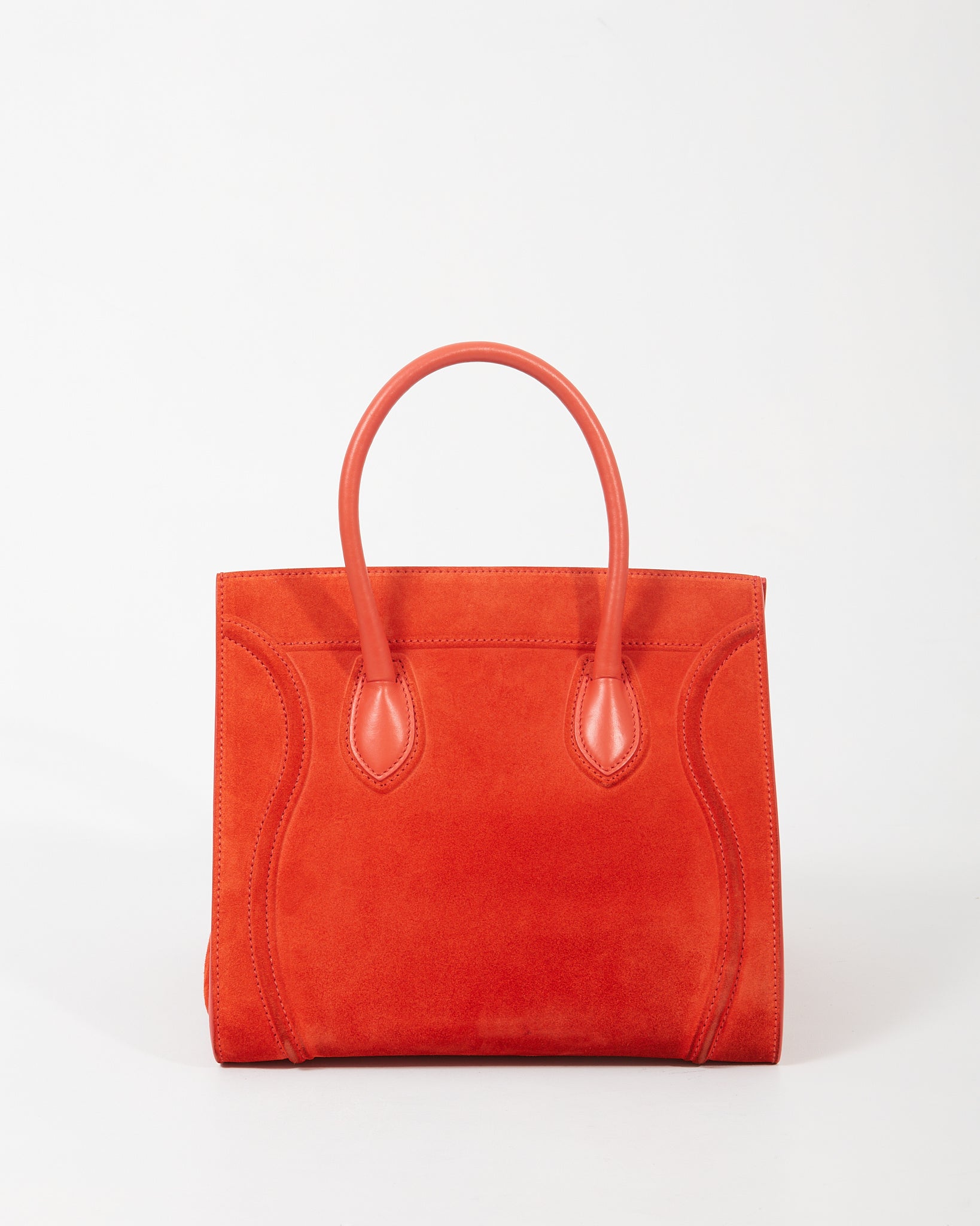 Celine Orange Suede Medium Luggage Phantom Bag