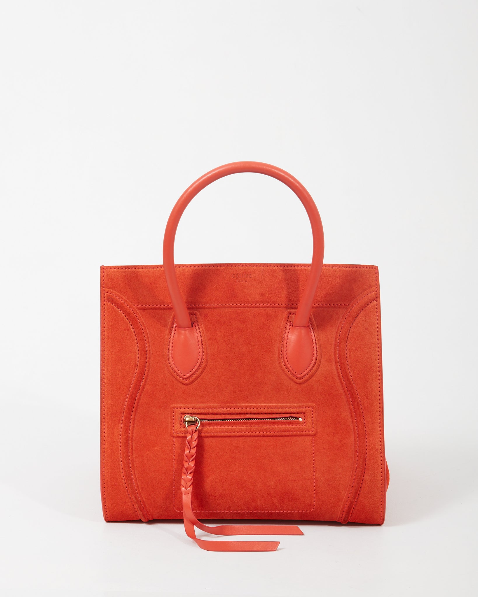 Celine Orange Suede Medium Luggage Phantom Bag