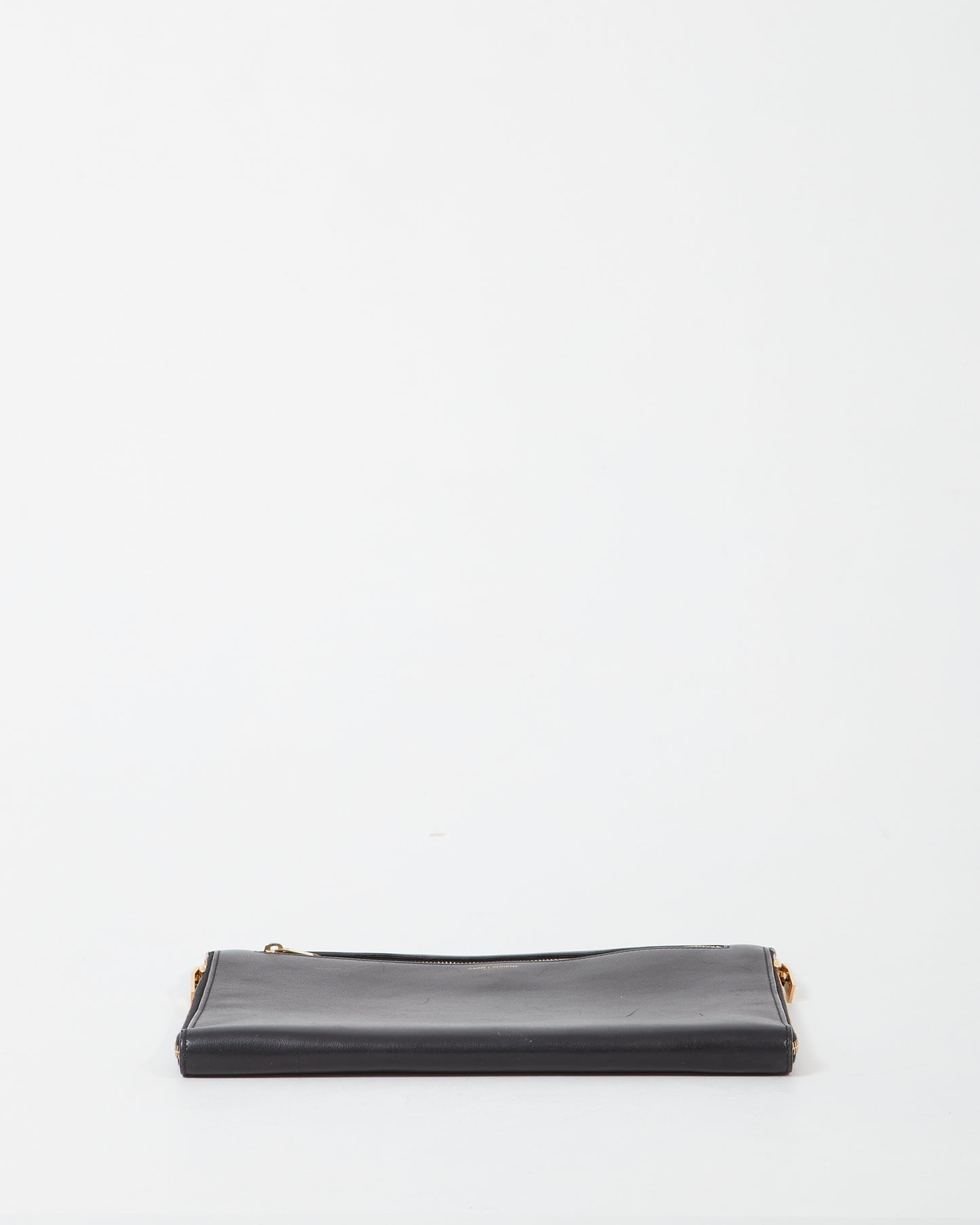 Saint Laurent Black Leather Zipper Pouch