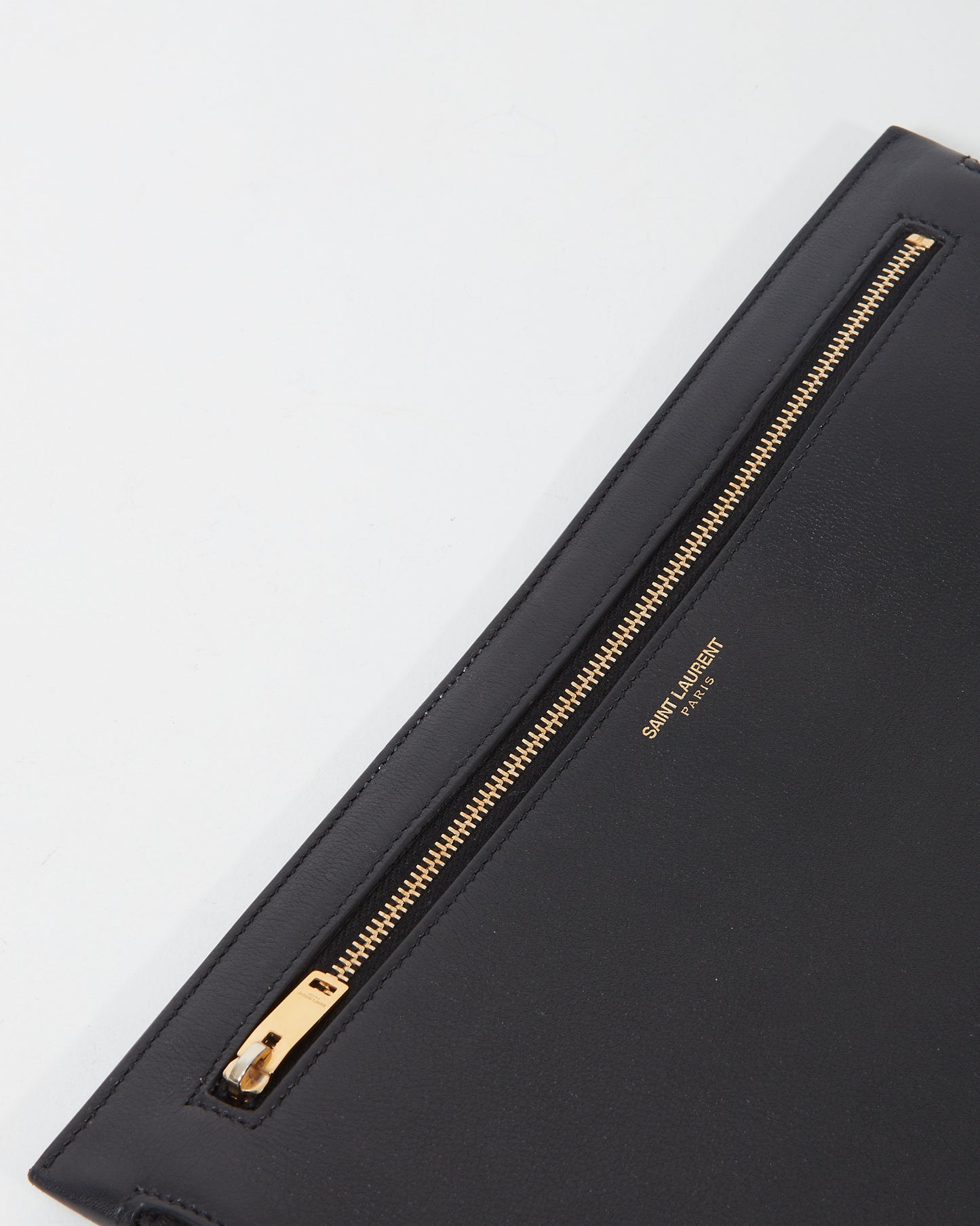 Saint Laurent Black Leather Zipper Pouch