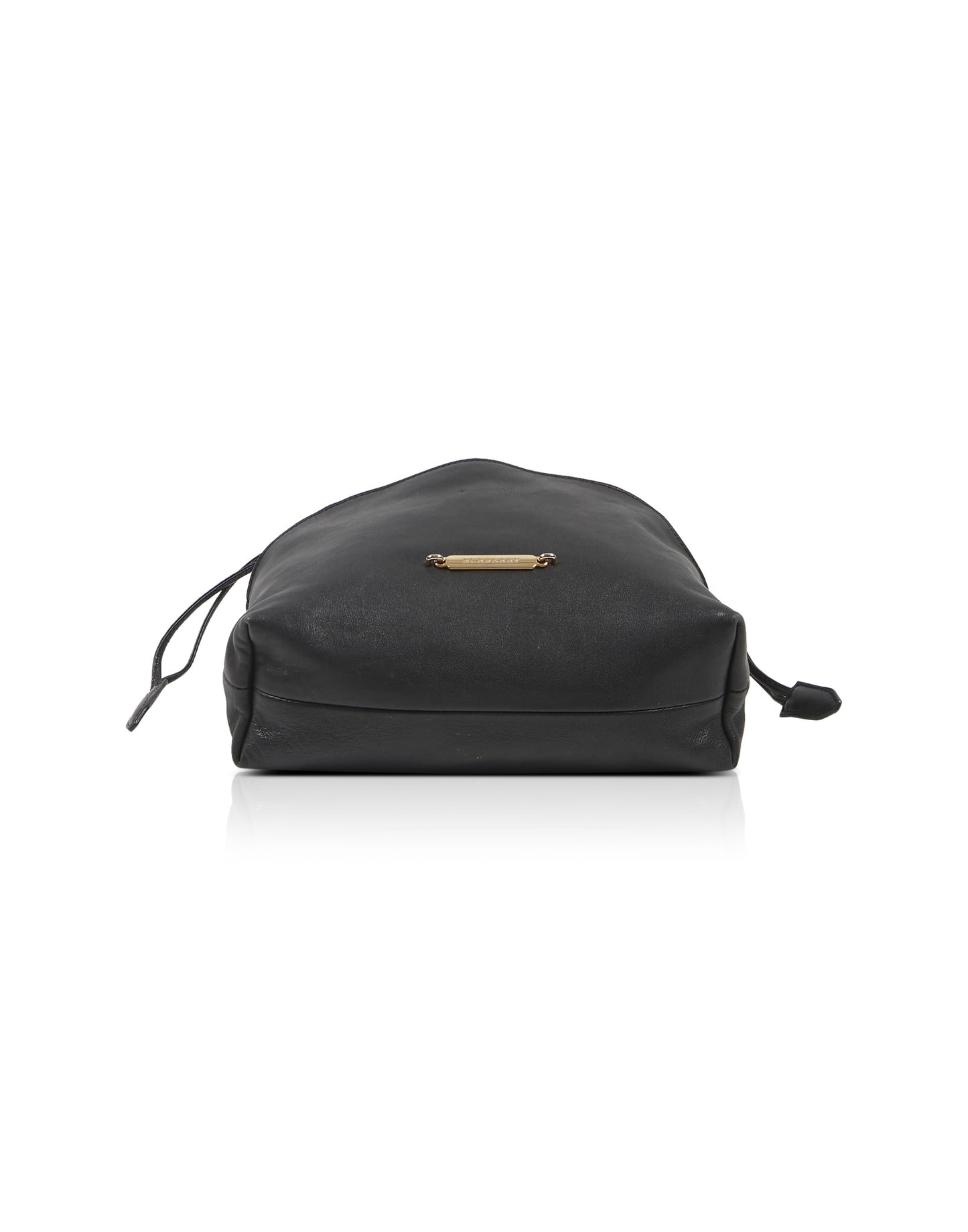 Burberry Black Leather and Check Little Crush Drawstring Shoulder Bag