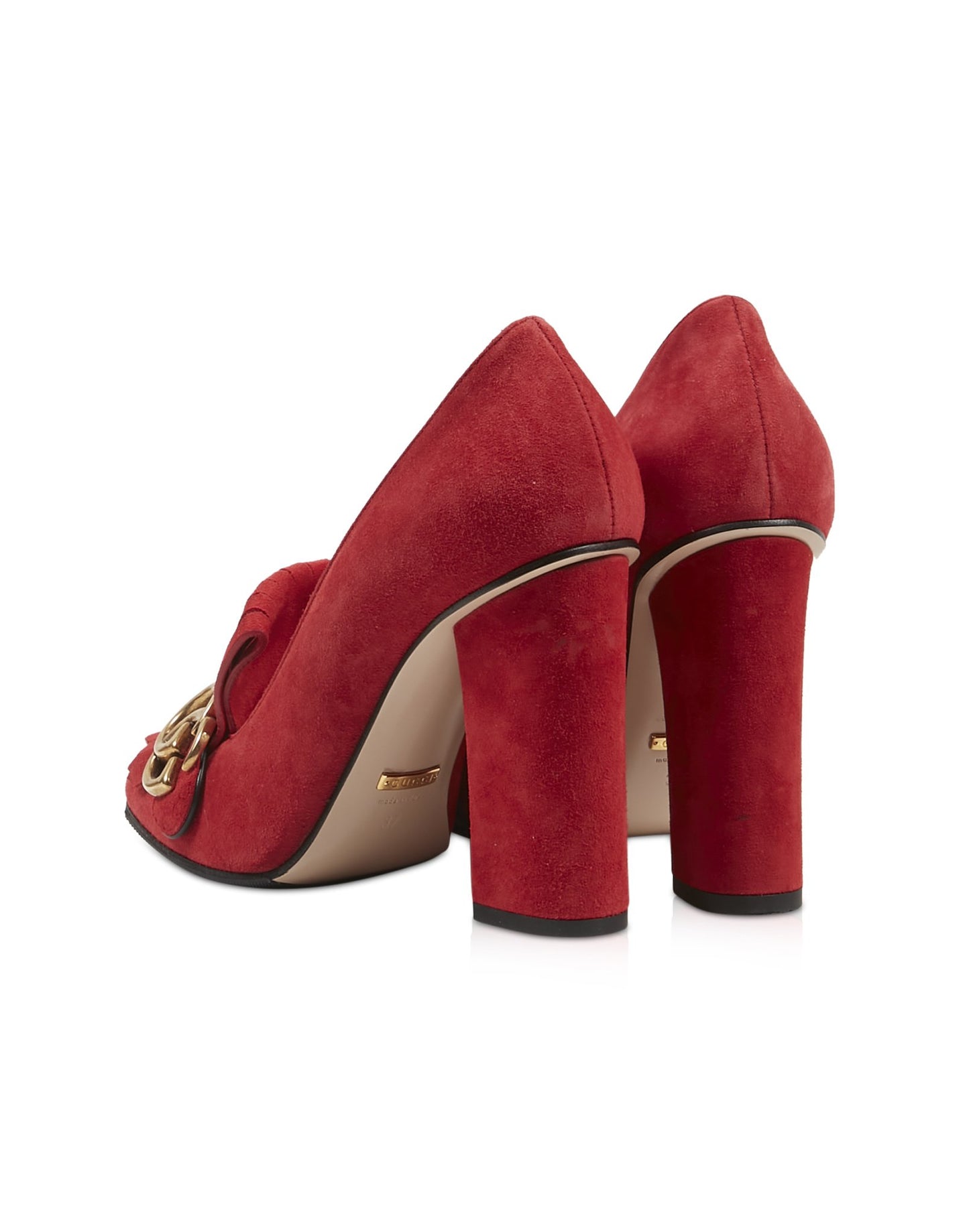 Gucci Red Suede GG Marmont Fringe Pumps - 37