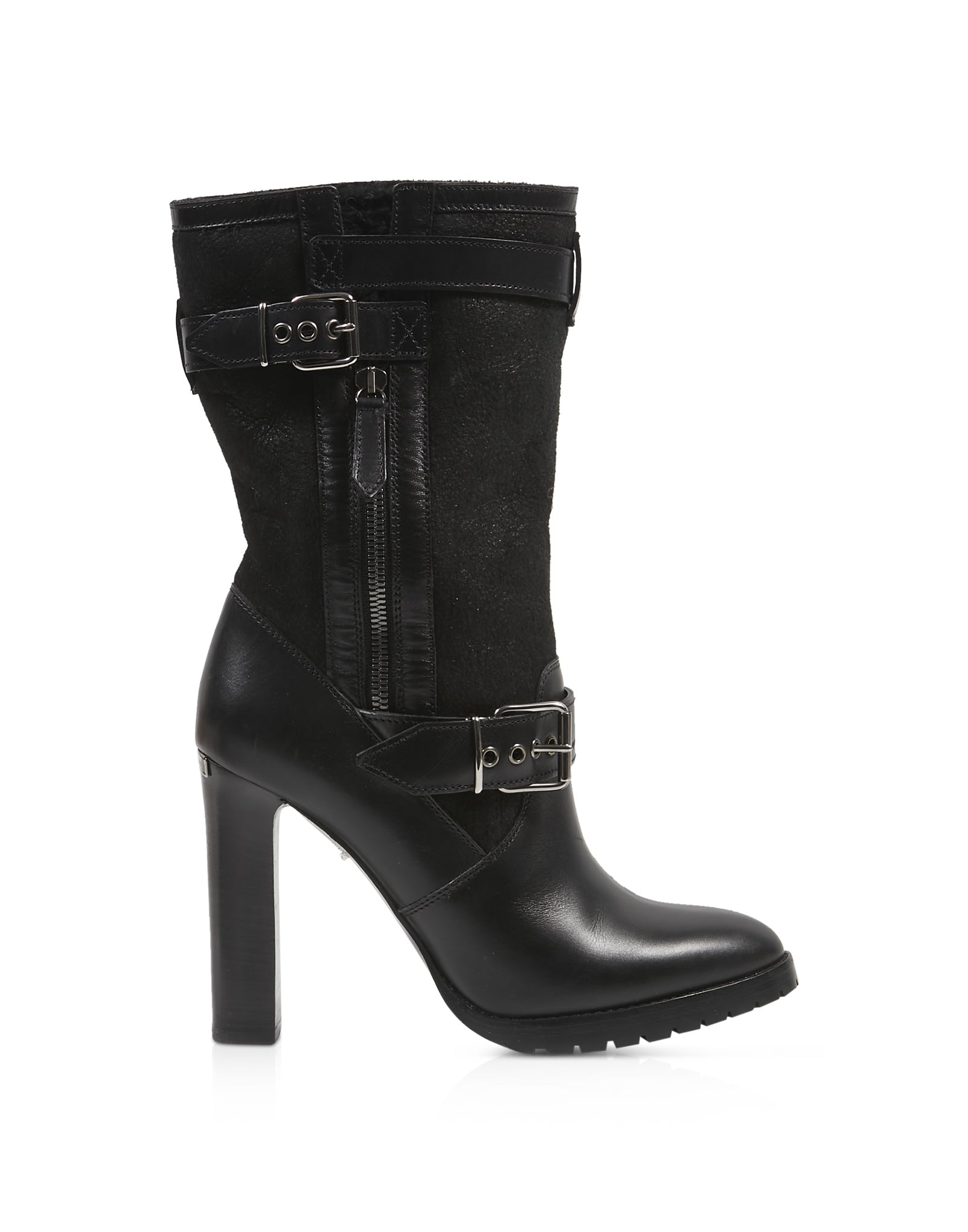 Burberry Black Leather Shearling Boots - 37