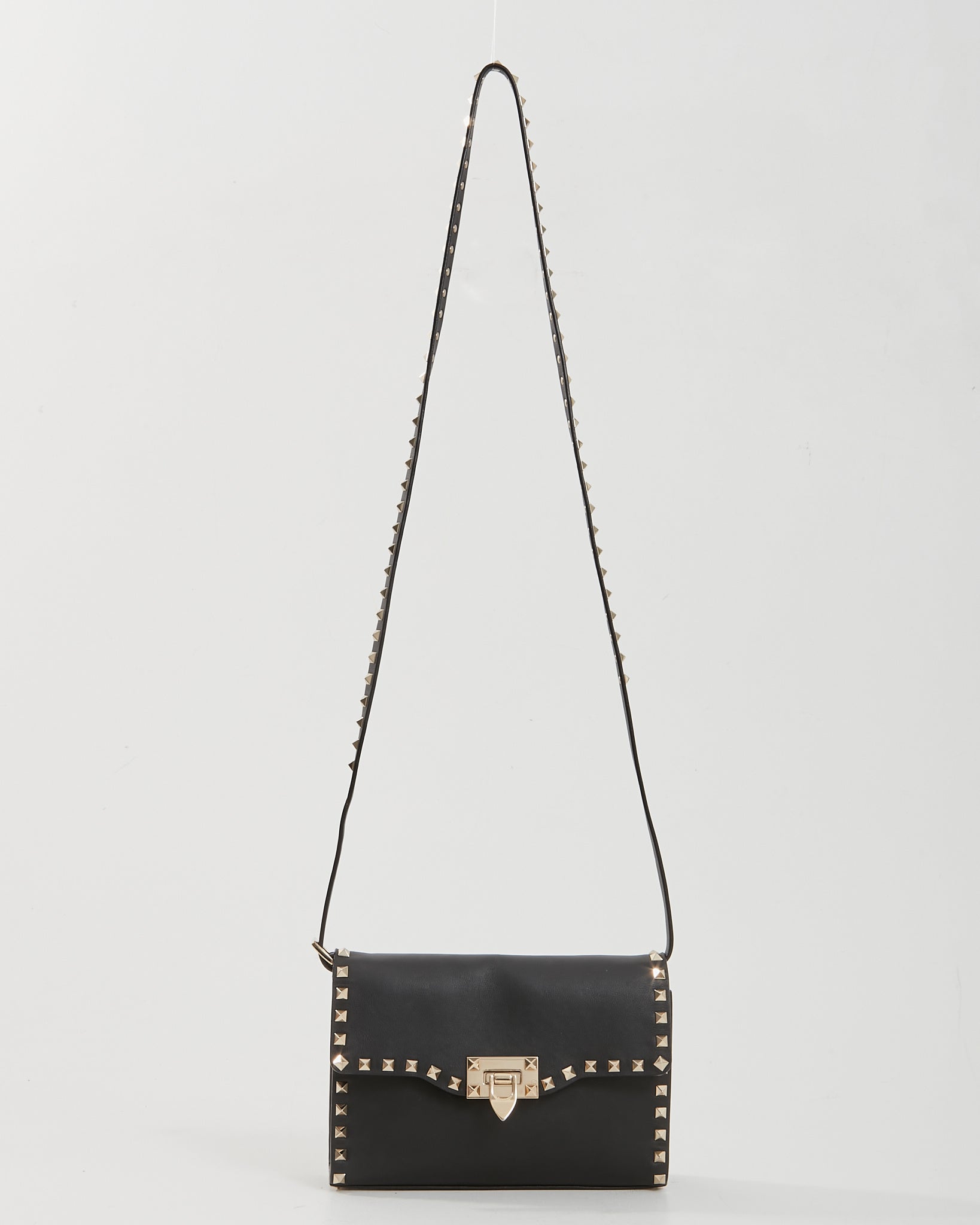 Valentino Black Smooth Leather Rockstud Crossbody Bag