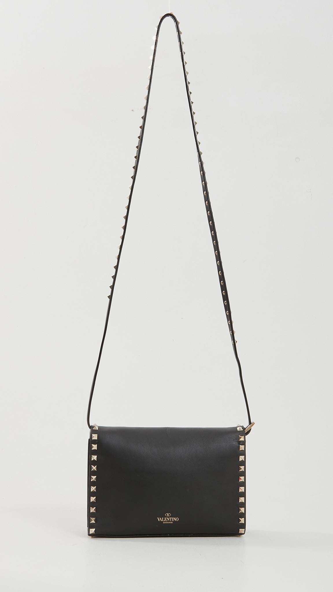 Valentino Black Smooth Leather Rockstud Crossbody Bag