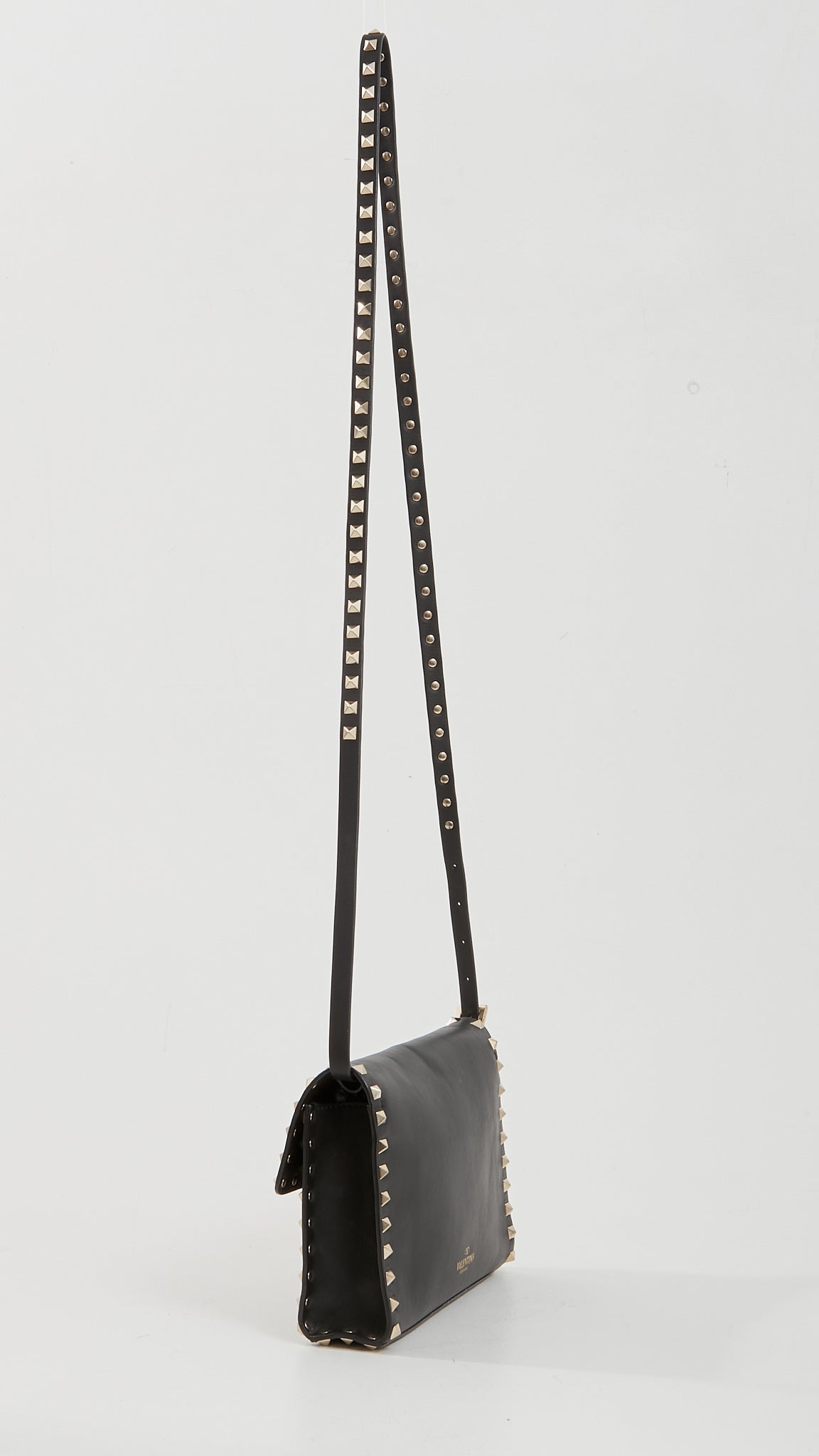 Valentino Black Smooth Leather Rockstud Crossbody Bag