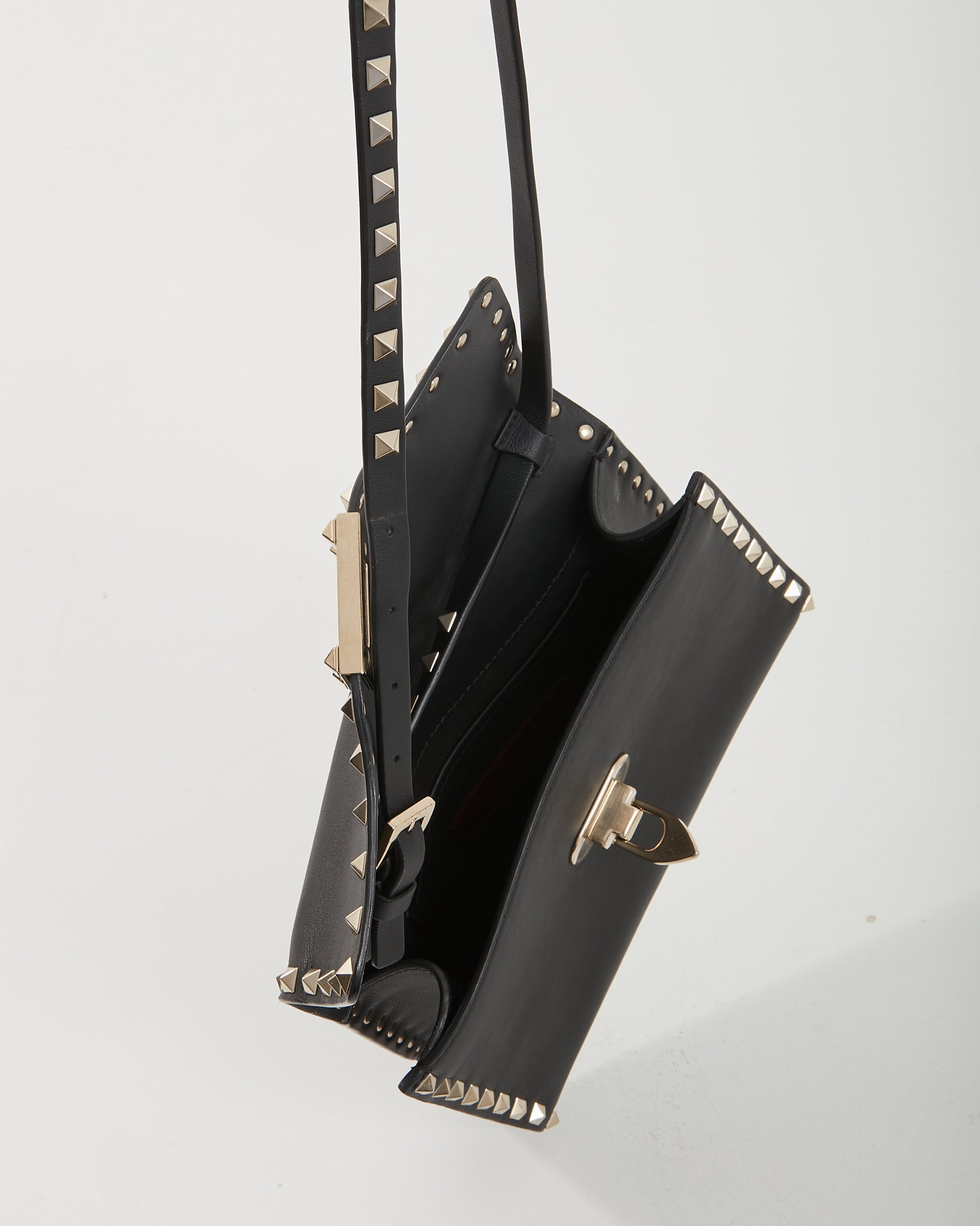 Valentino Black Smooth Leather Rockstud Crossbody Bag