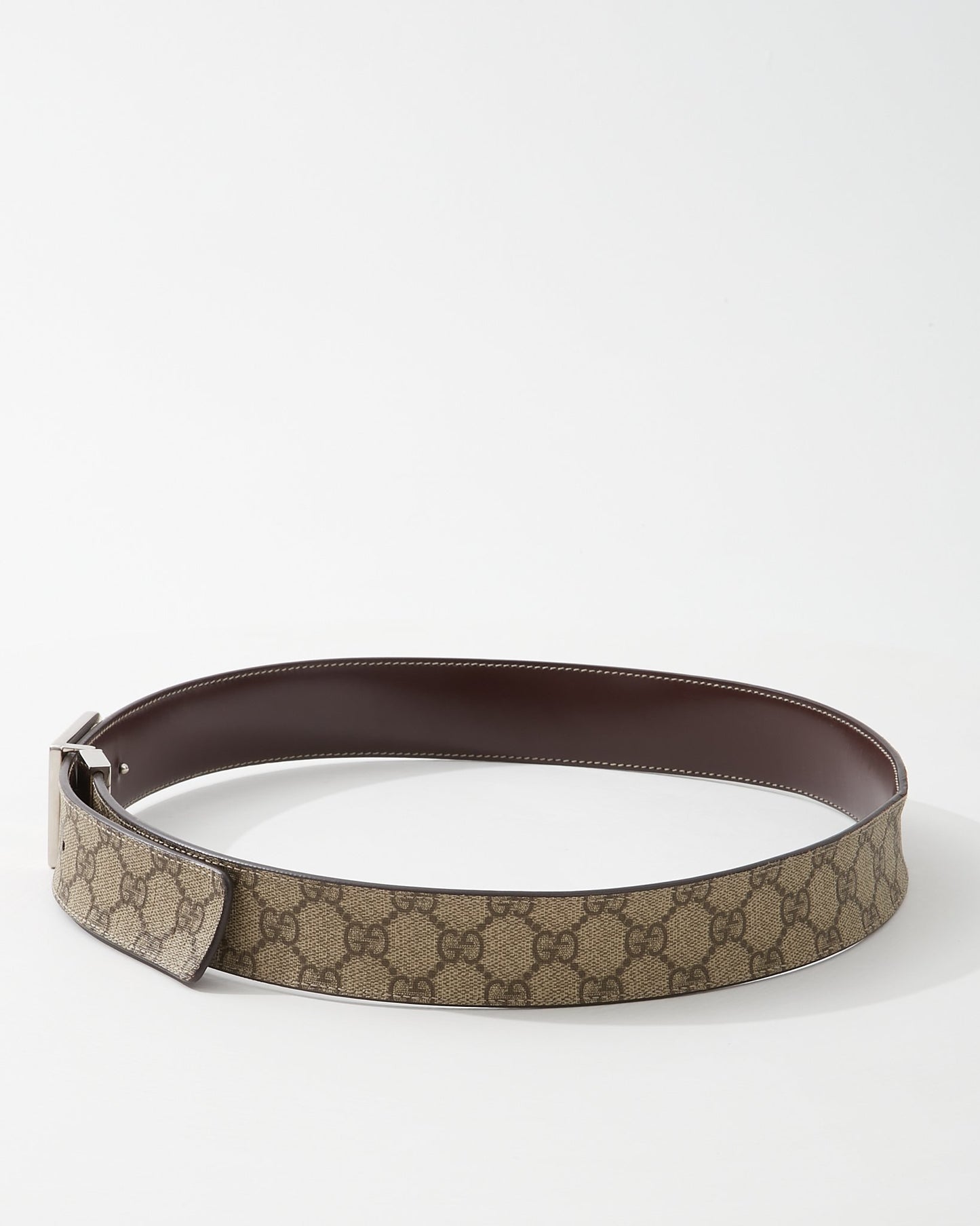 Gucci Brown Vintage GG Coated Canvas Reversible Belt - 95