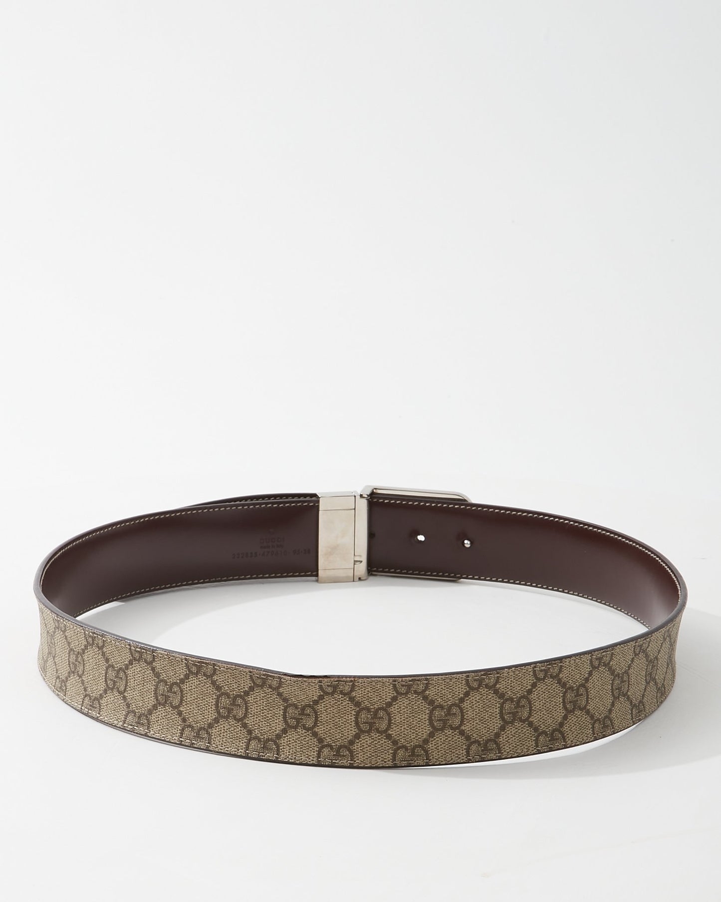 Gucci Brown Vintage GG Coated Canvas Reversible Belt - 95