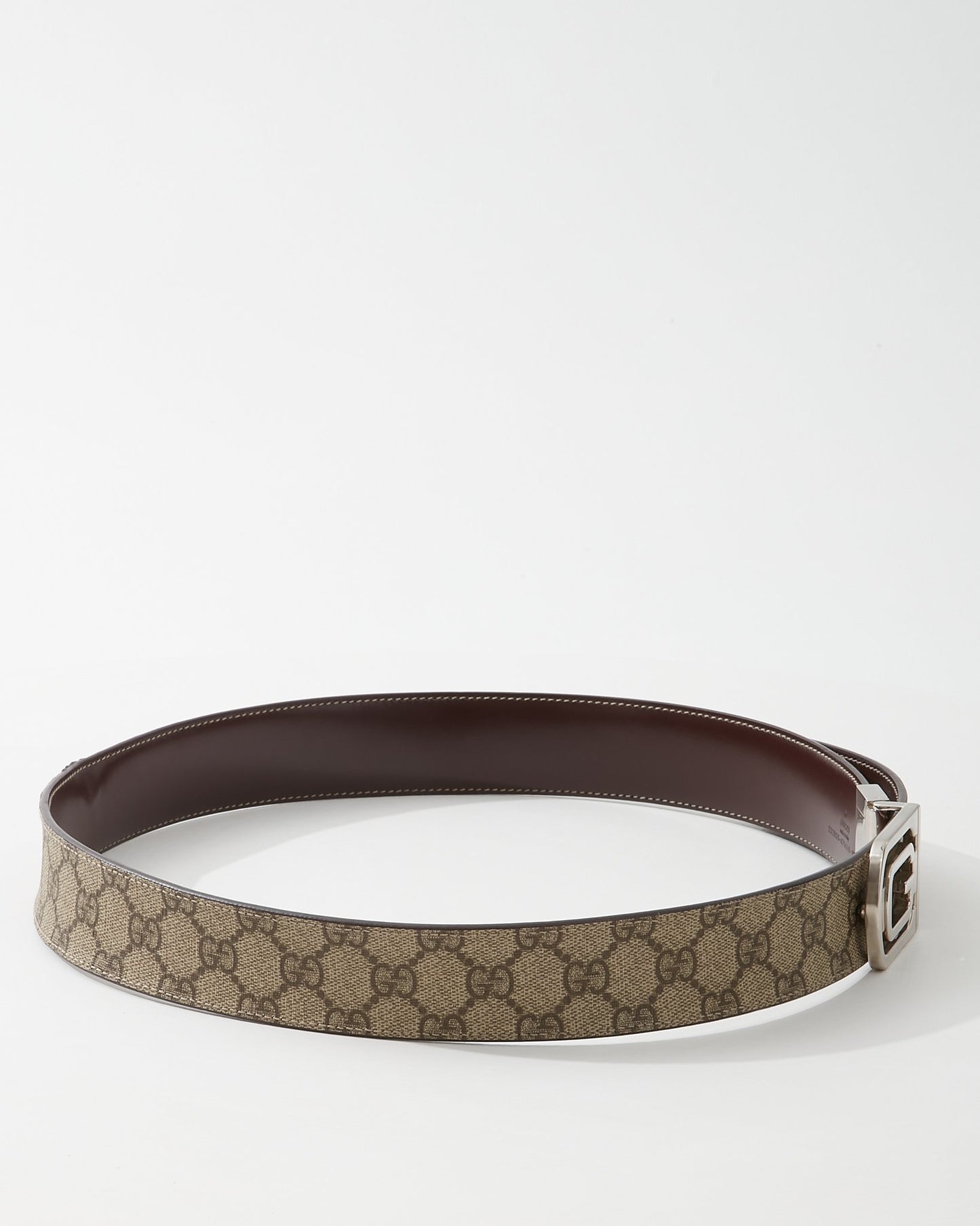 Gucci Brown Vintage GG Coated Canvas Reversible Belt - 95