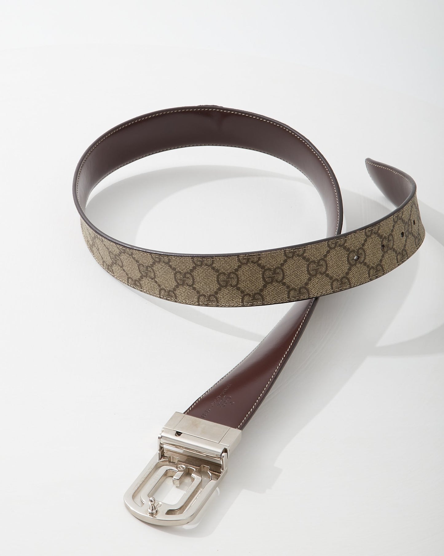 Gucci Brown Vintage GG Coated Canvas Reversible Belt - 95