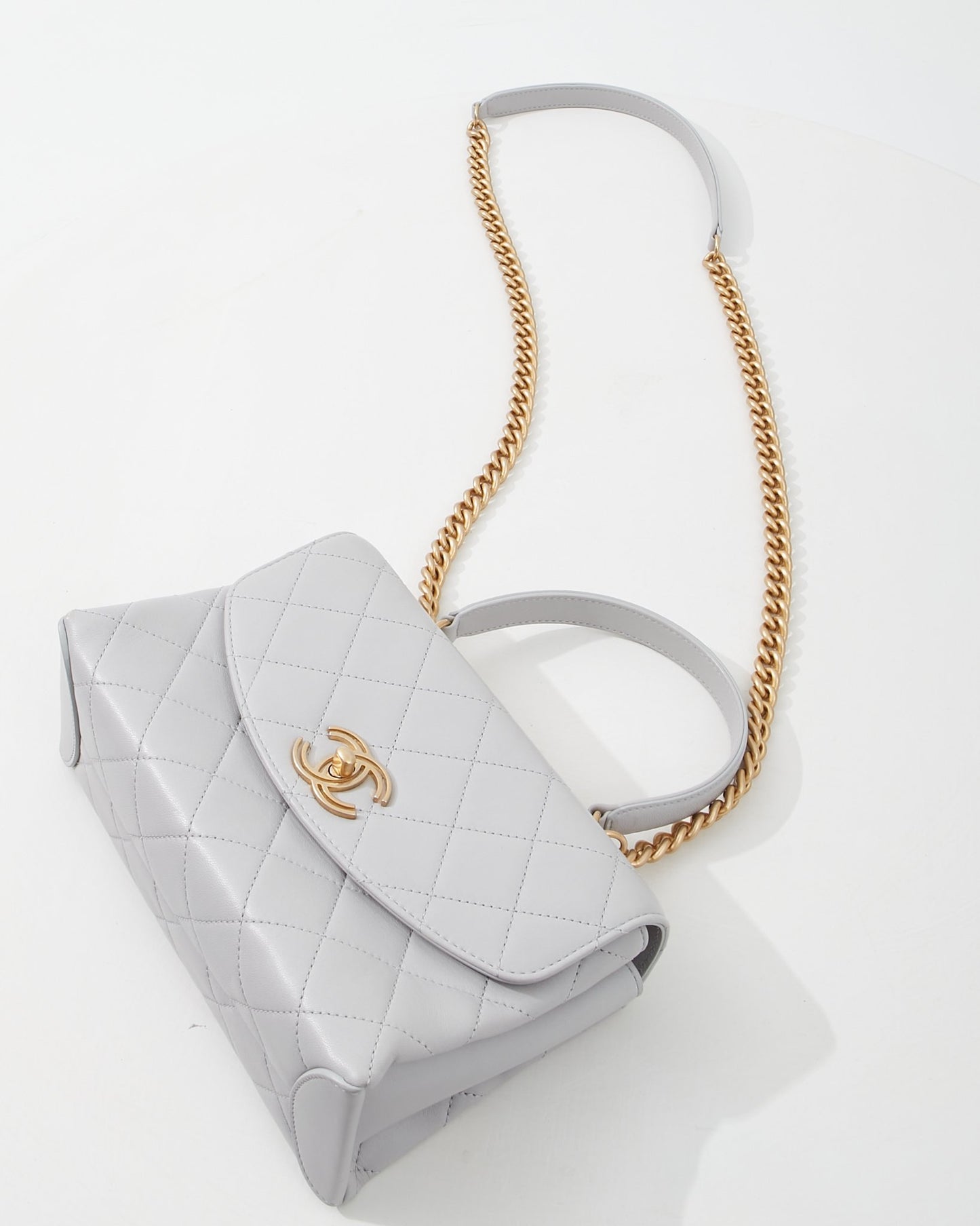 Chanel Grey Lambskin Leather GHW Trendy CC Small Chain Bag