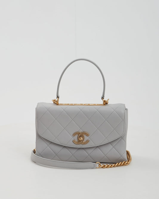 Chanel Grey Lambskin Leather GHW Trendy CC Small Chain Bag