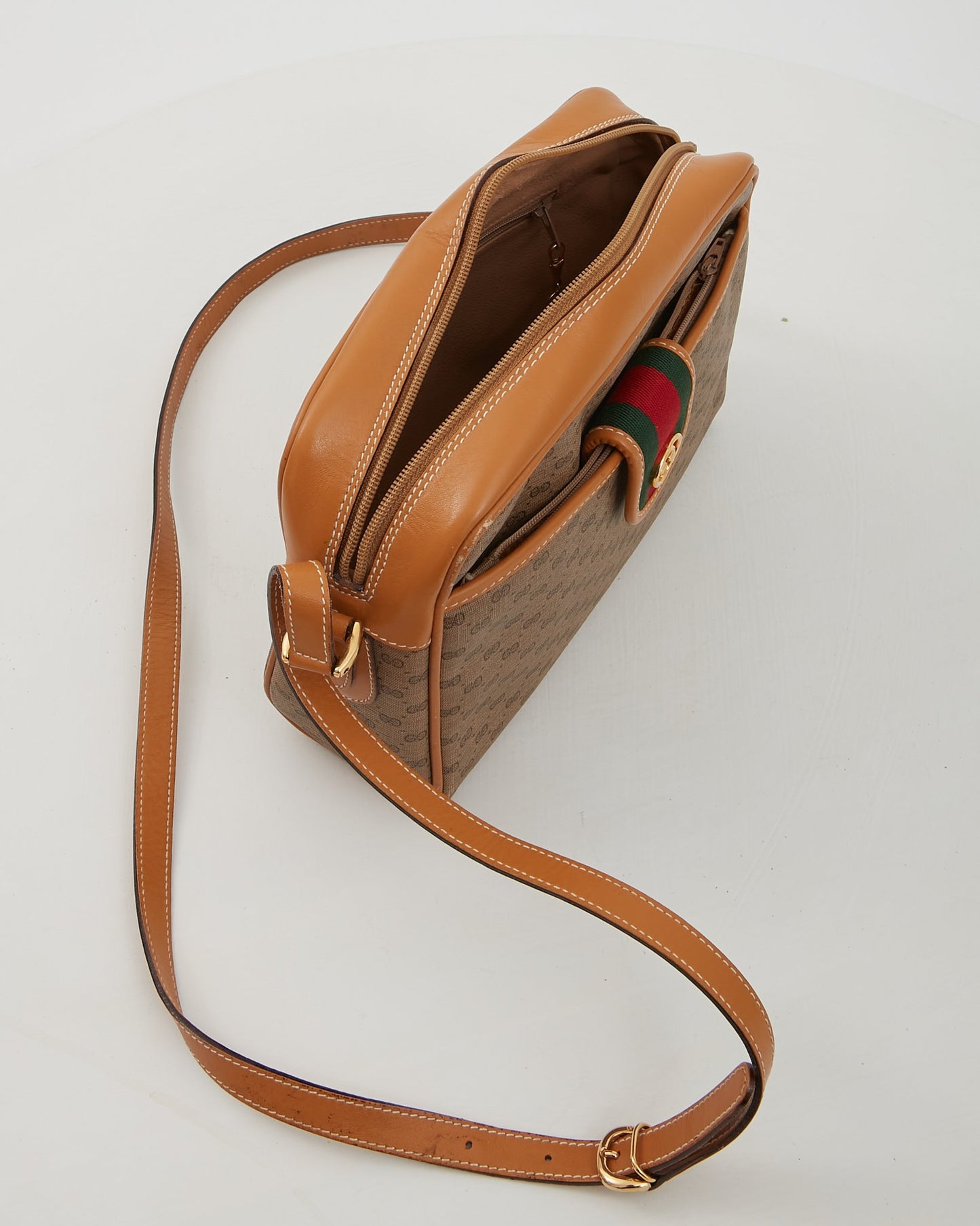 Gucci Tan Vintage Micro GG Coated Canvas Crossbody Bag