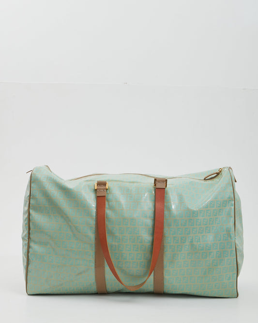 Fendi Turquoise Coated Canvas Travel Duffle Bag