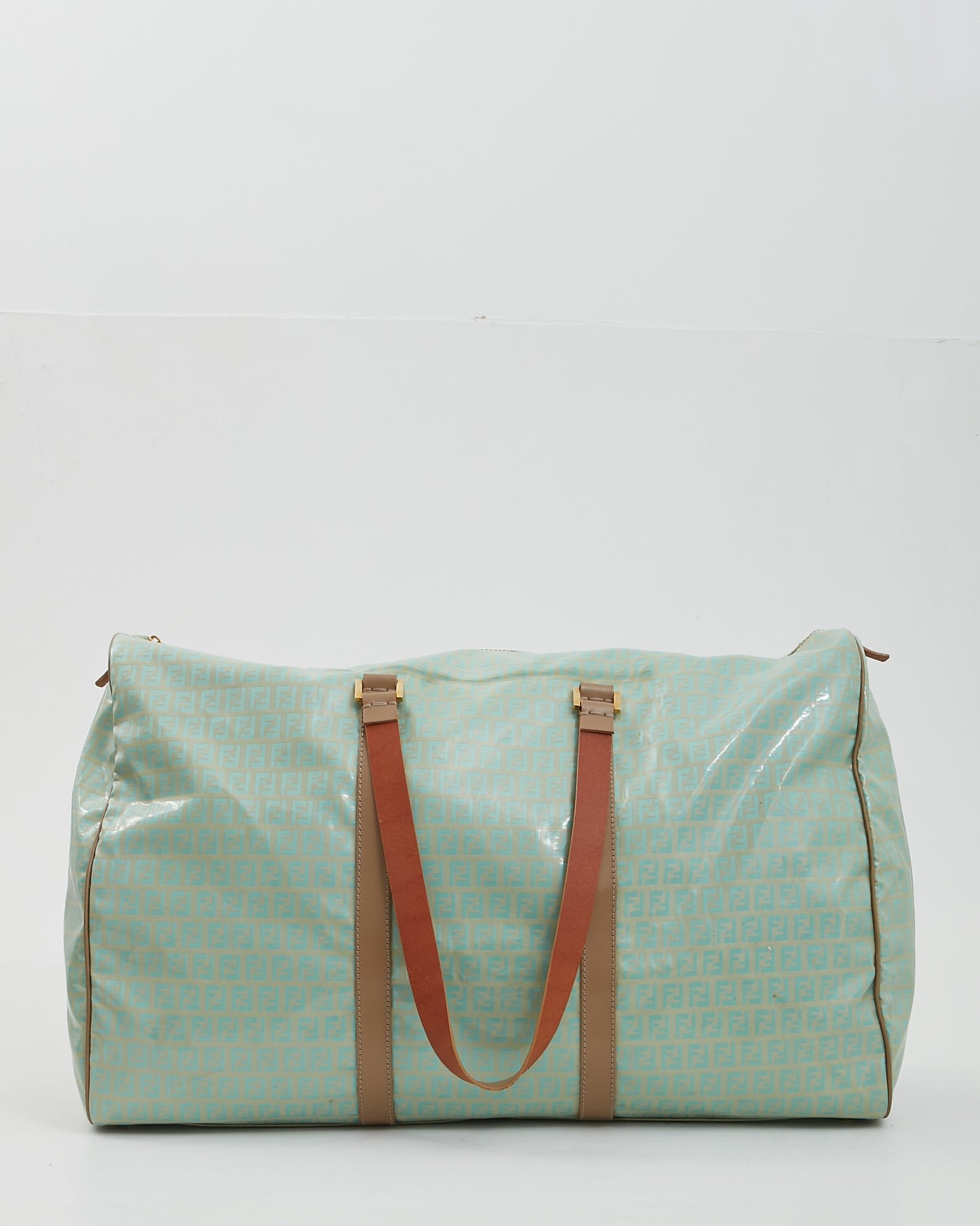 Sac de voyage en toile enduite turquoise Fendi