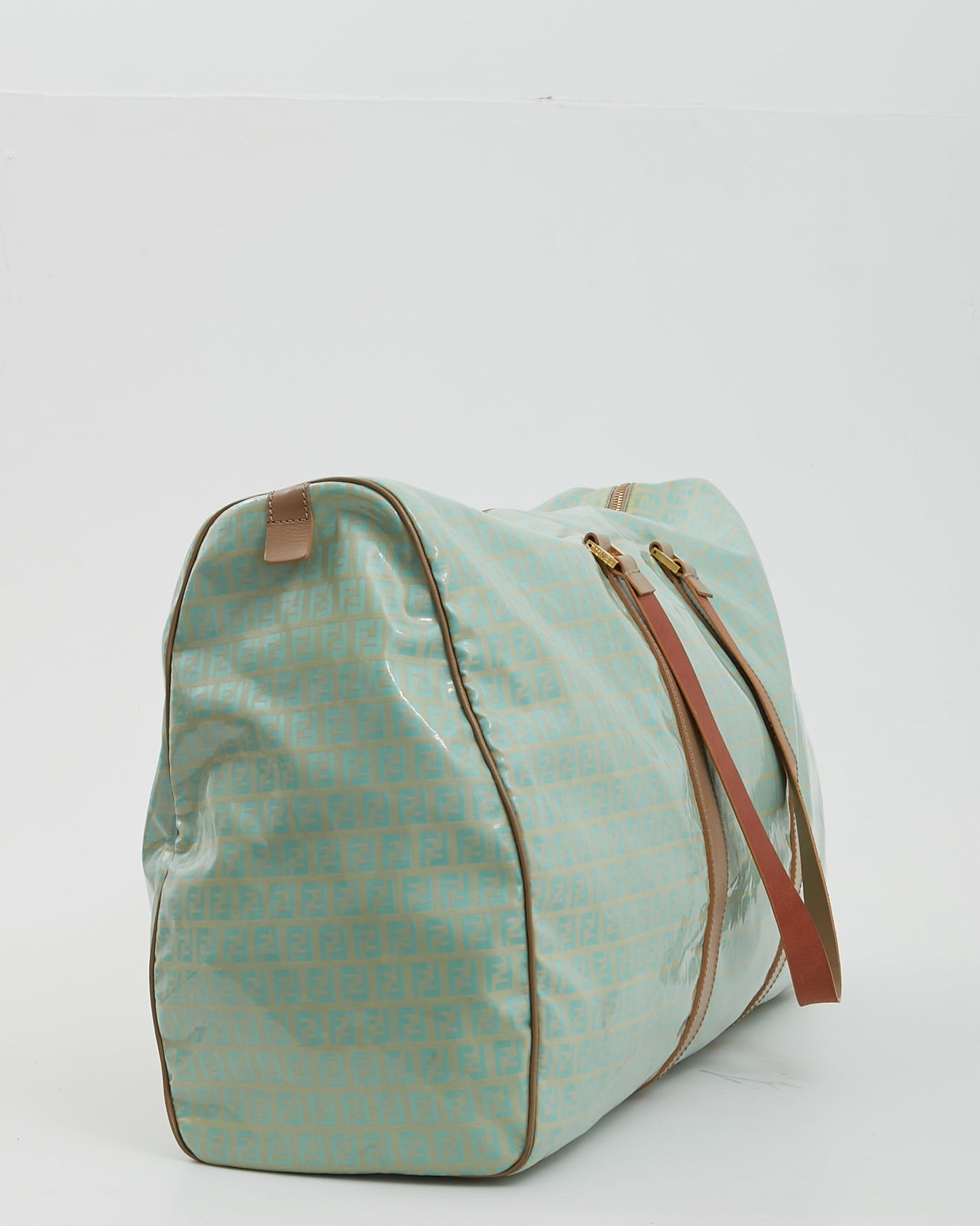 Sac de voyage en toile enduite turquoise Fendi