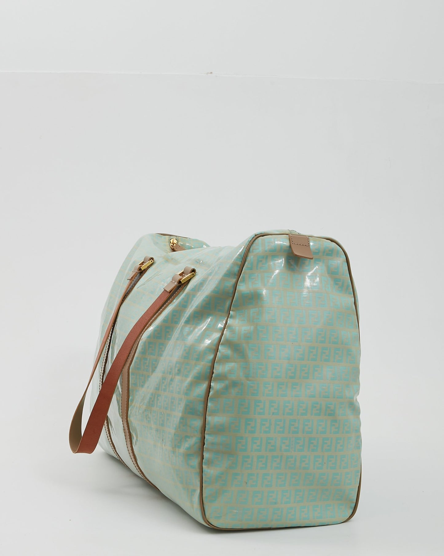 Sac de voyage en toile enduite turquoise Fendi