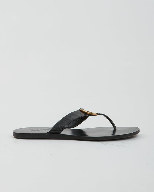 Gucci Black GG Logo Flat Sandal - 36.5