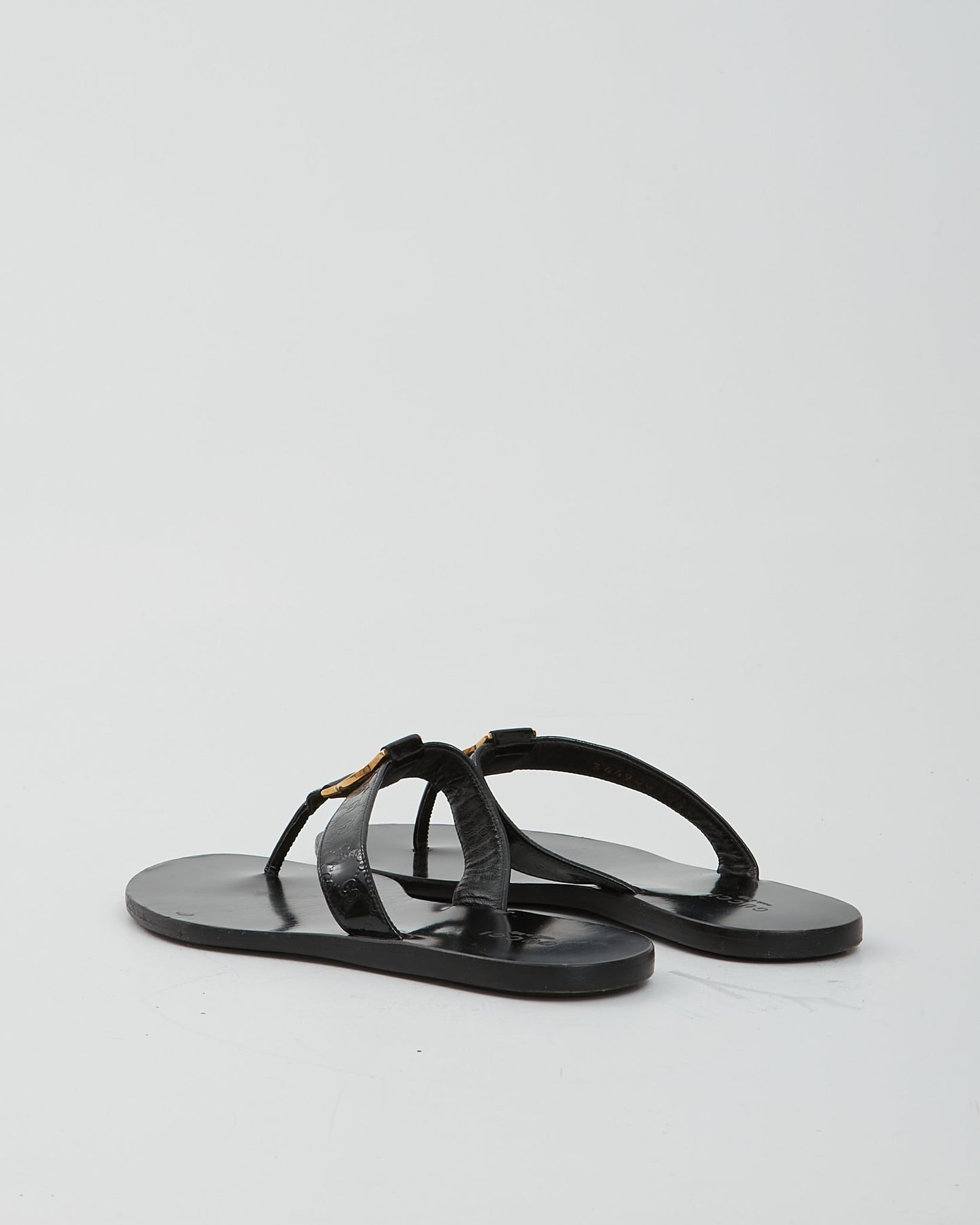 Gucci Black GG Logo Flat Sandal - 36.5