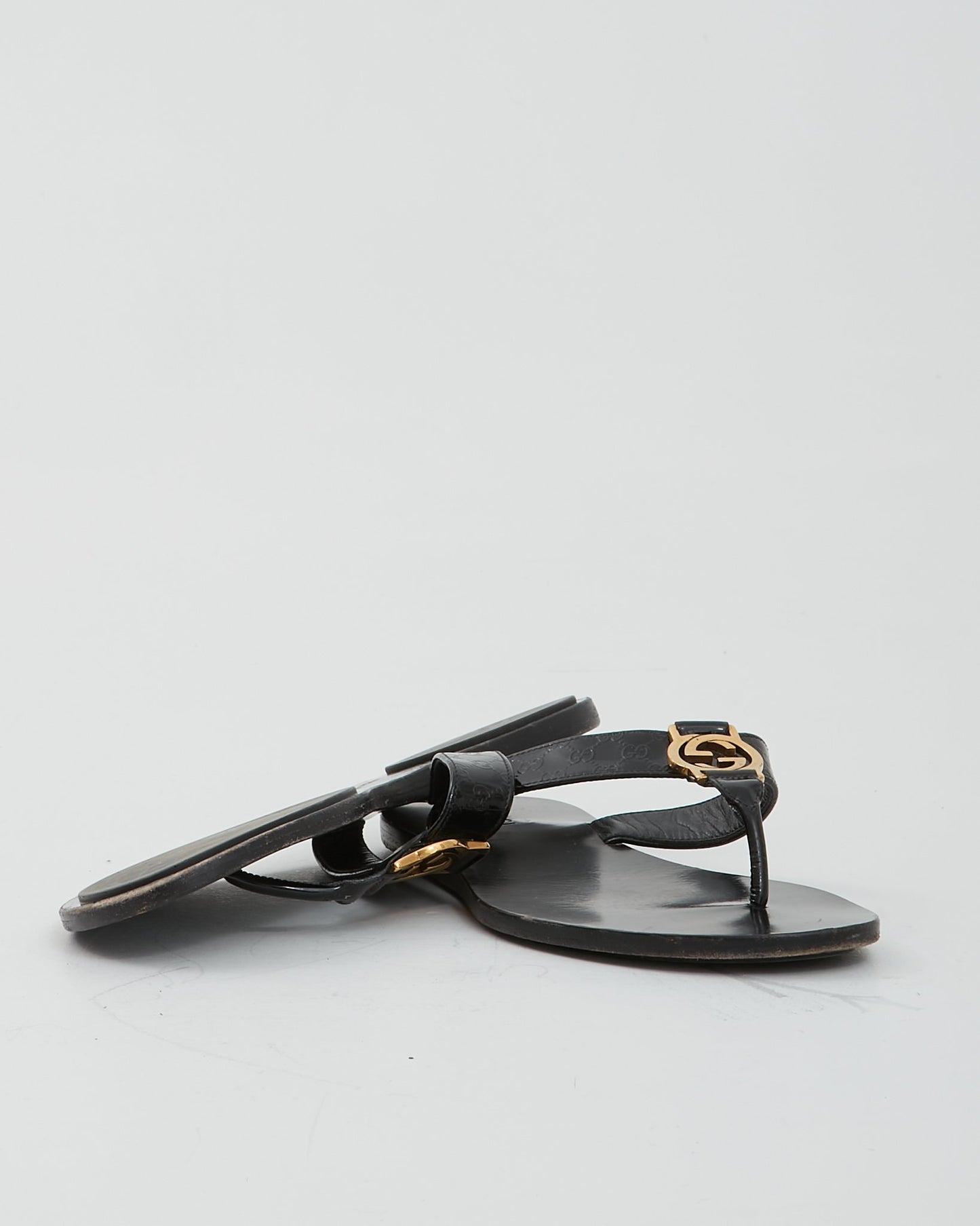 Gucci Black GG Logo Flat Sandal - 36.5