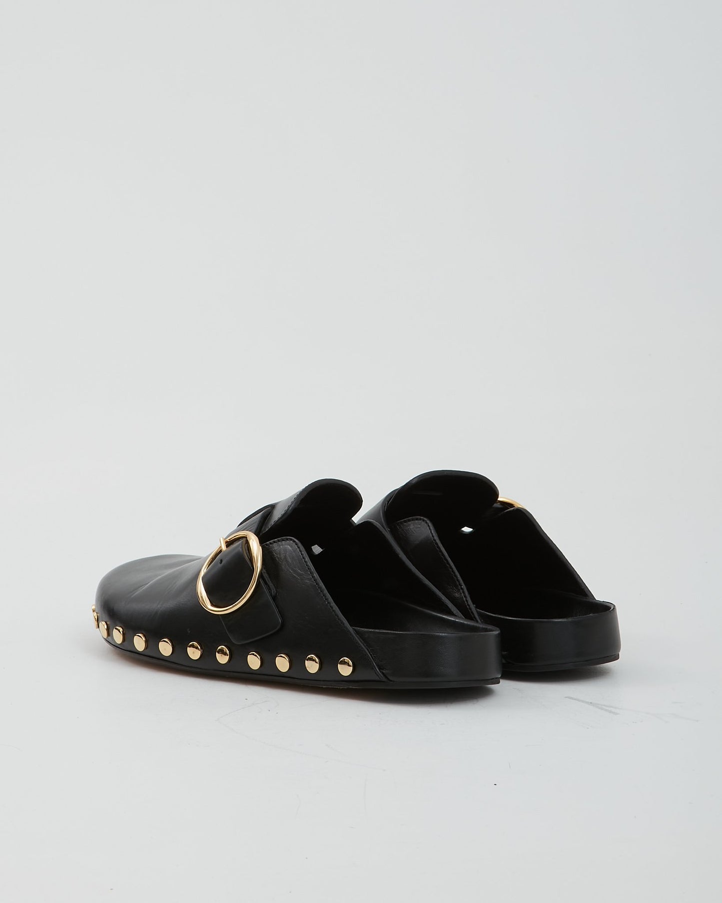 Isabel Marant Black Leather Studded Slip On Clogs - 41