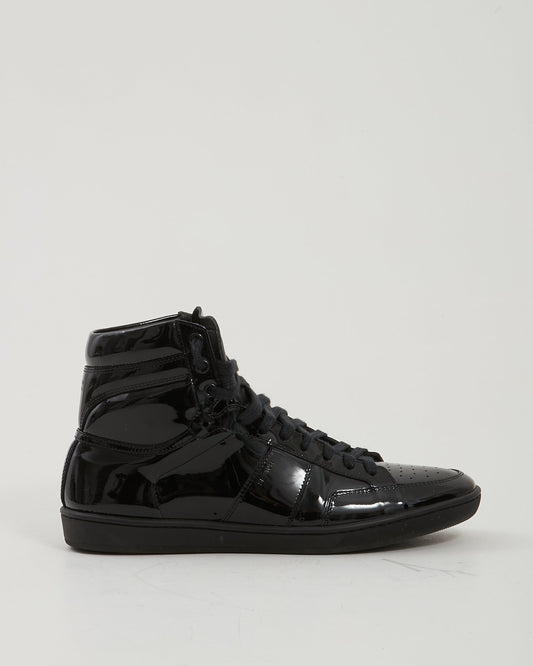 Saint Laurent Black Patent SL/10H High Top Sneakers - 42