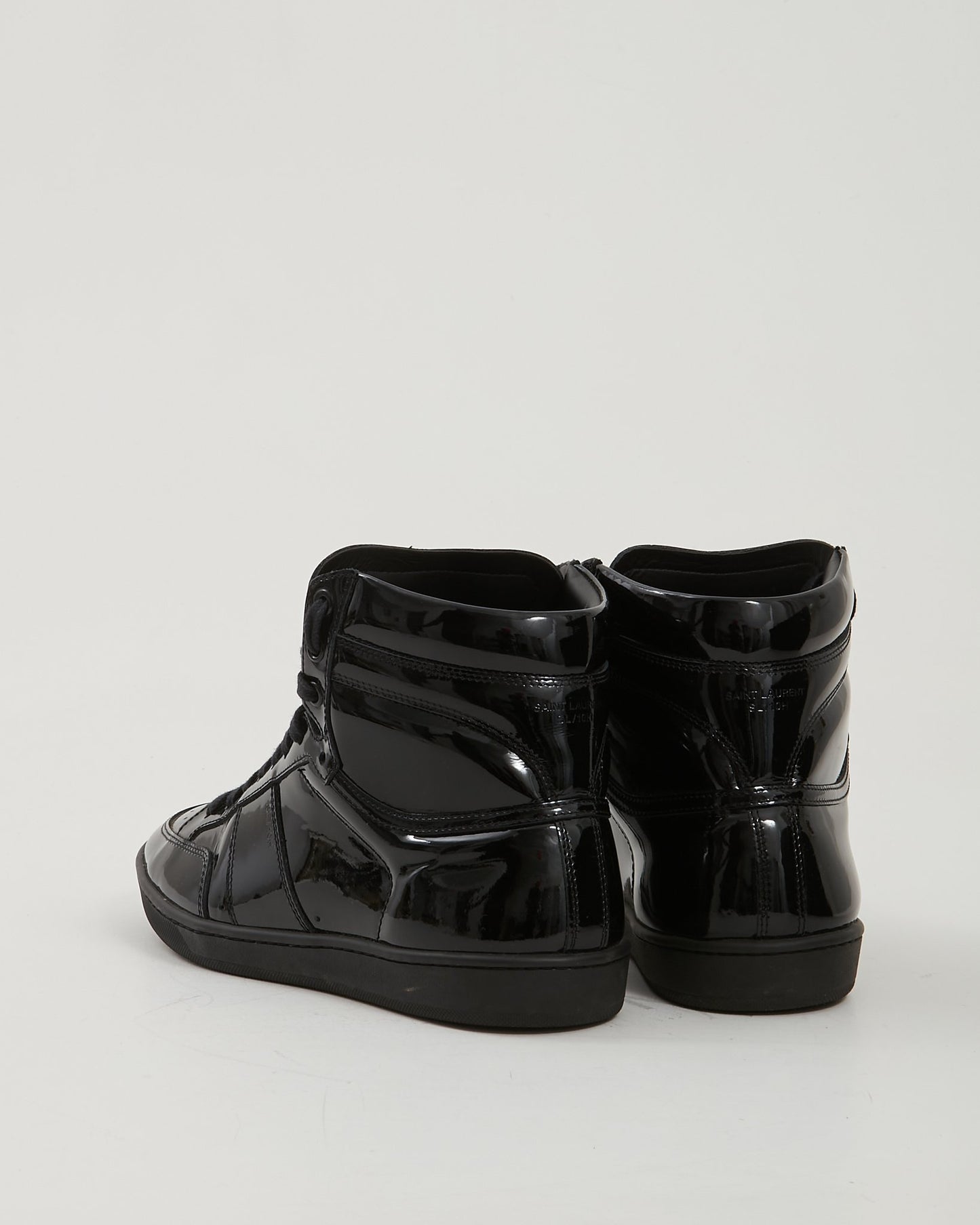 Saint Laurent Black Patent SL/10H High Top Sneakers - 42