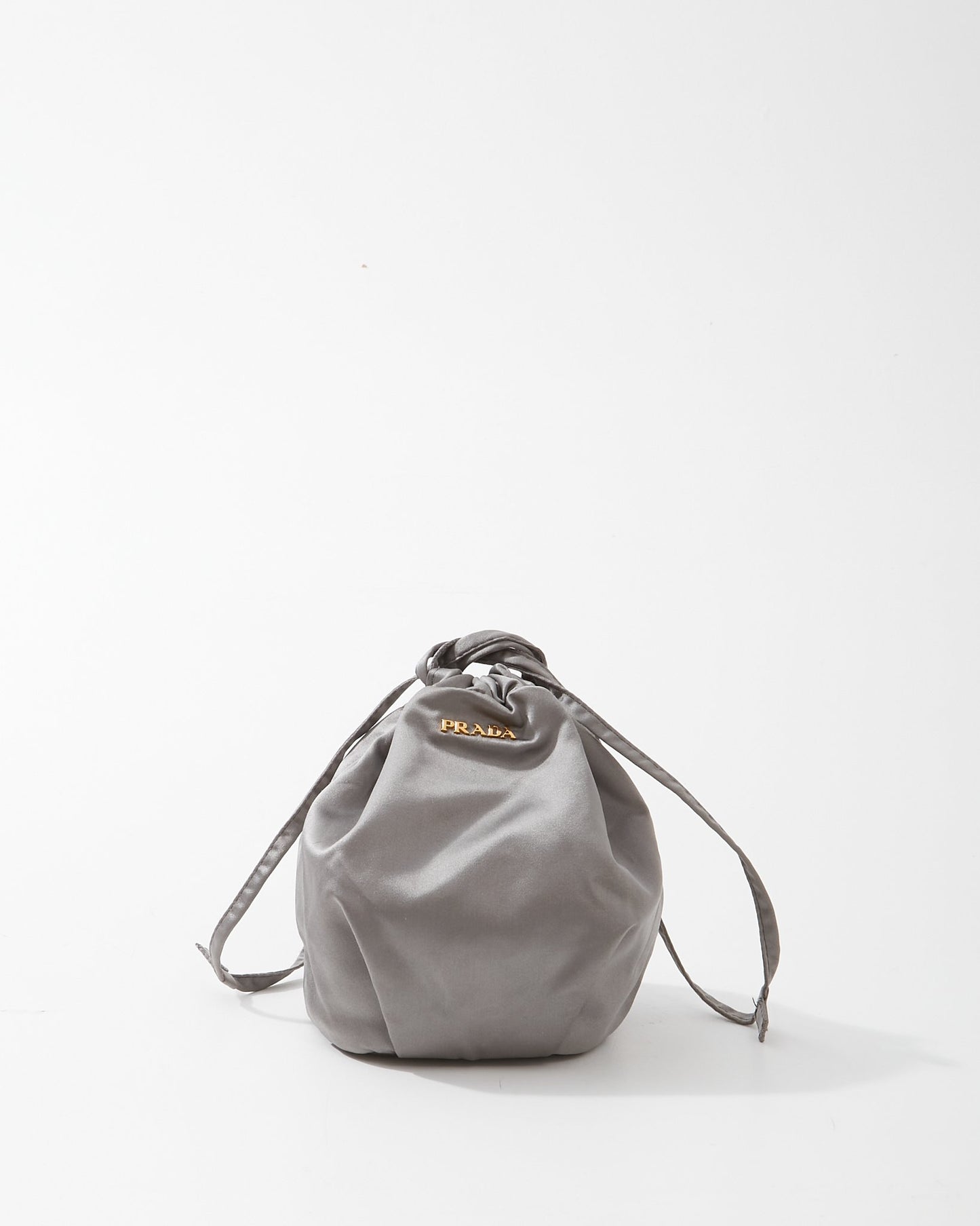 Prada Grey Satin Mini Bucket Bag