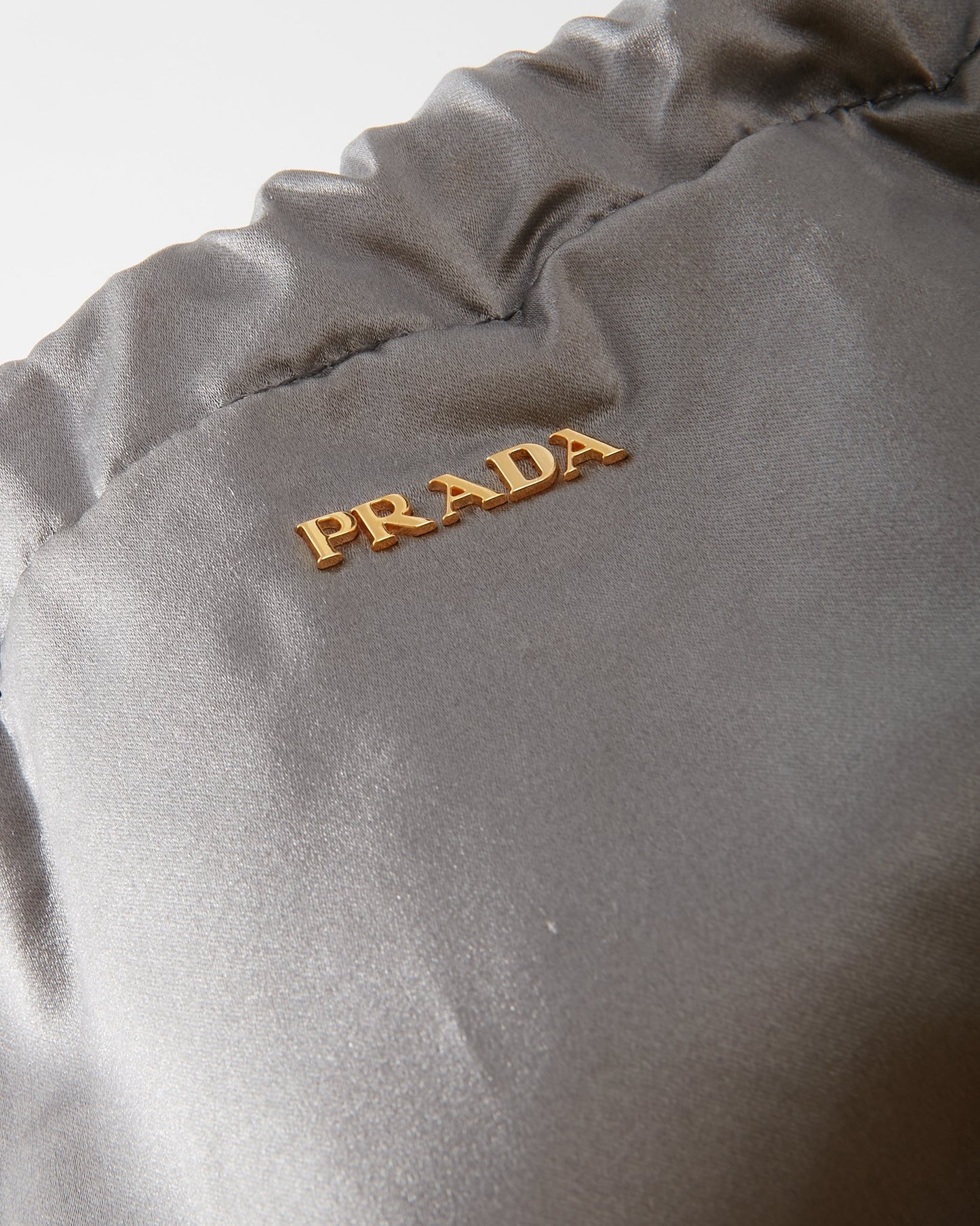 Prada Grey Satin Mini Bucket Bag