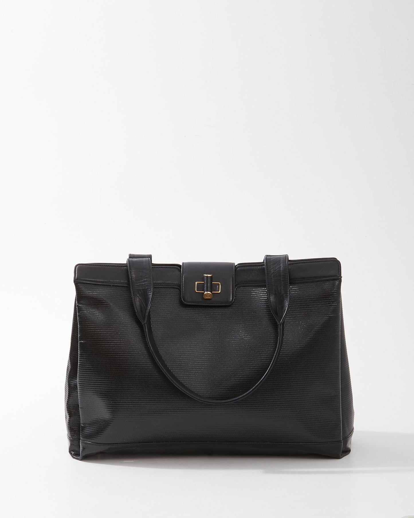 Gucci Black Textured Leather Vintage Top Handle Bag