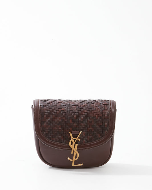 Saint Laurent Brown Woven Leather Small Kaia Bag