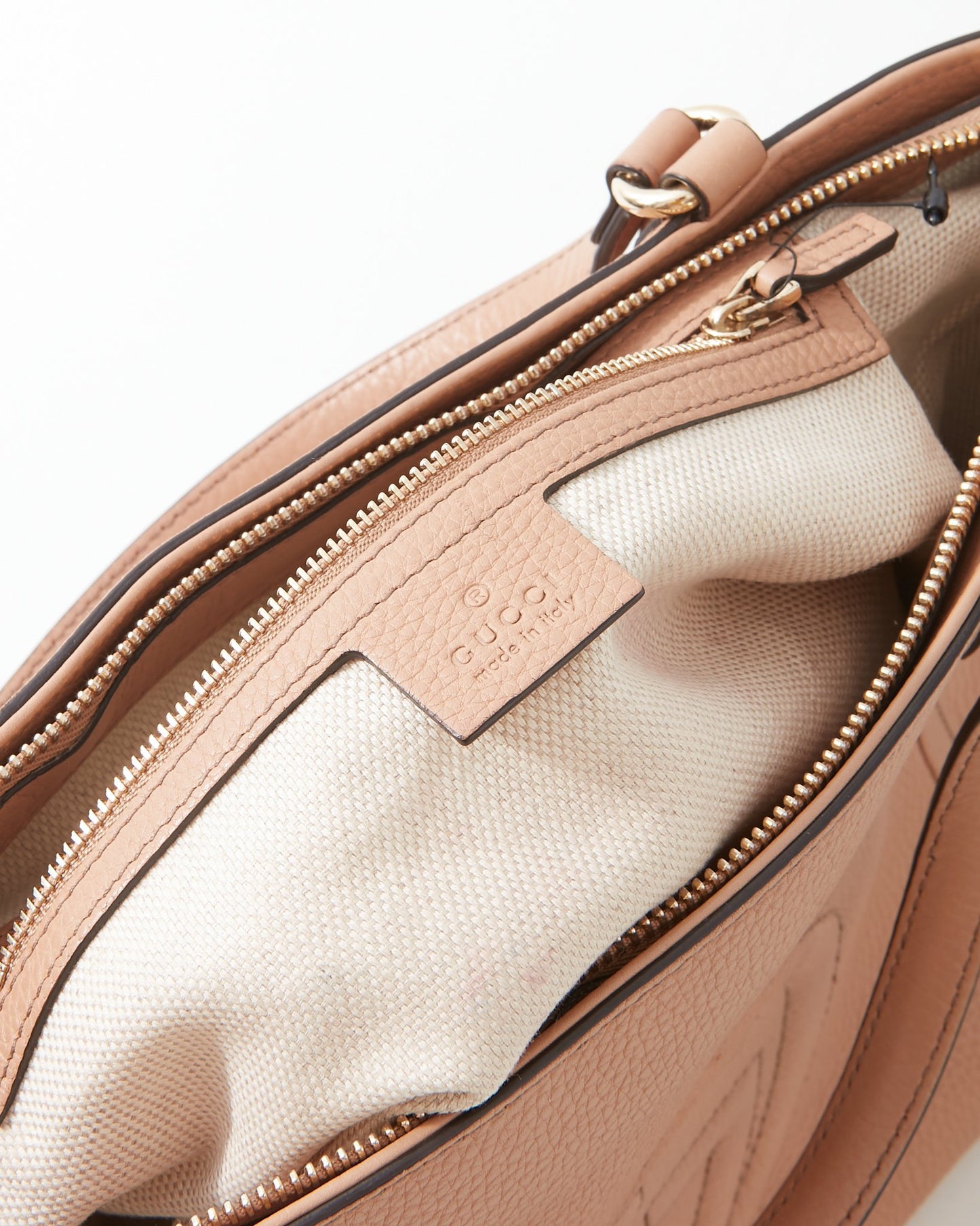 Gucci Nude Pebbled Leather Convertible Top Handle Bag