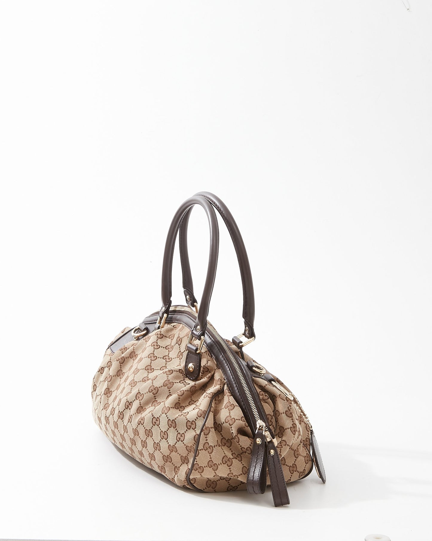 Gucci Brown Canvas GG Top Handle Bag