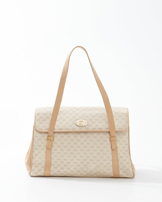 Sac à poignée supérieure vintage en toile beige Gucci Micro GG