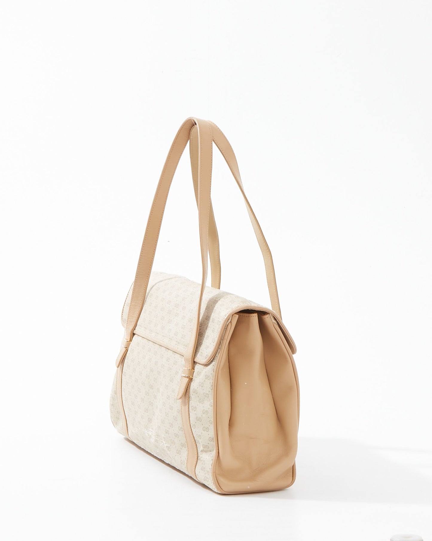 Gucci Beige Canvas Micro GG Vintage Top Handle Bag