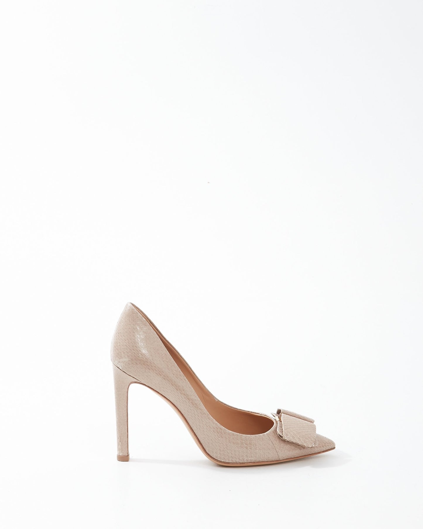 Ferragamo Nude Python Point Toe Pump - 37.5