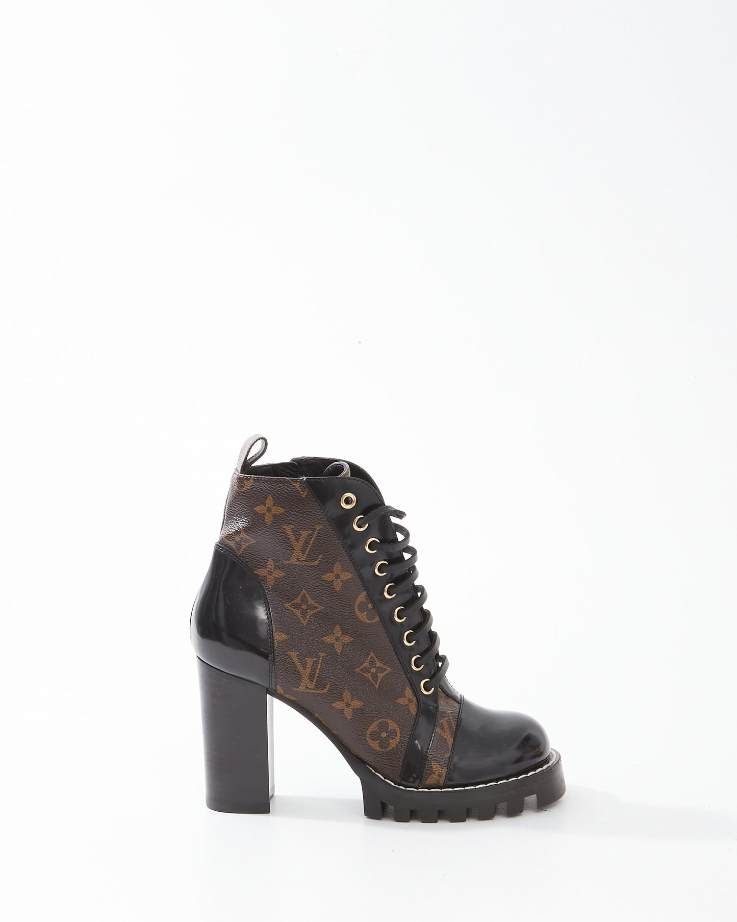 Louis Vuitton Monogram Canvas / Patent Leather Combat Boots - 37