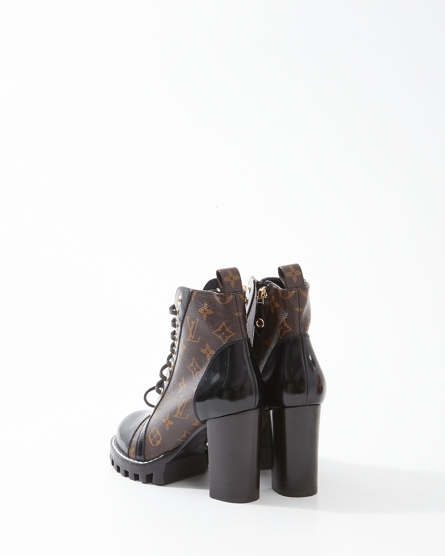 Louis Vuitton Monogram Canvas / Patent Leather Combat Boots - 37