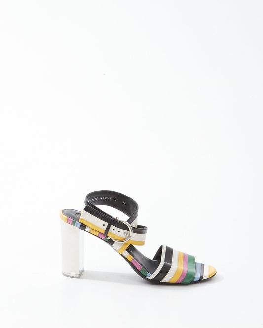 Talon sandale à bride en cuir multicolore Ferragamo - 7