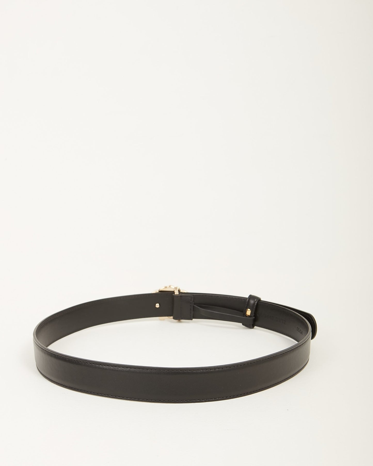 Versace Black Leather Gold Buckle Medusa Belt - 85